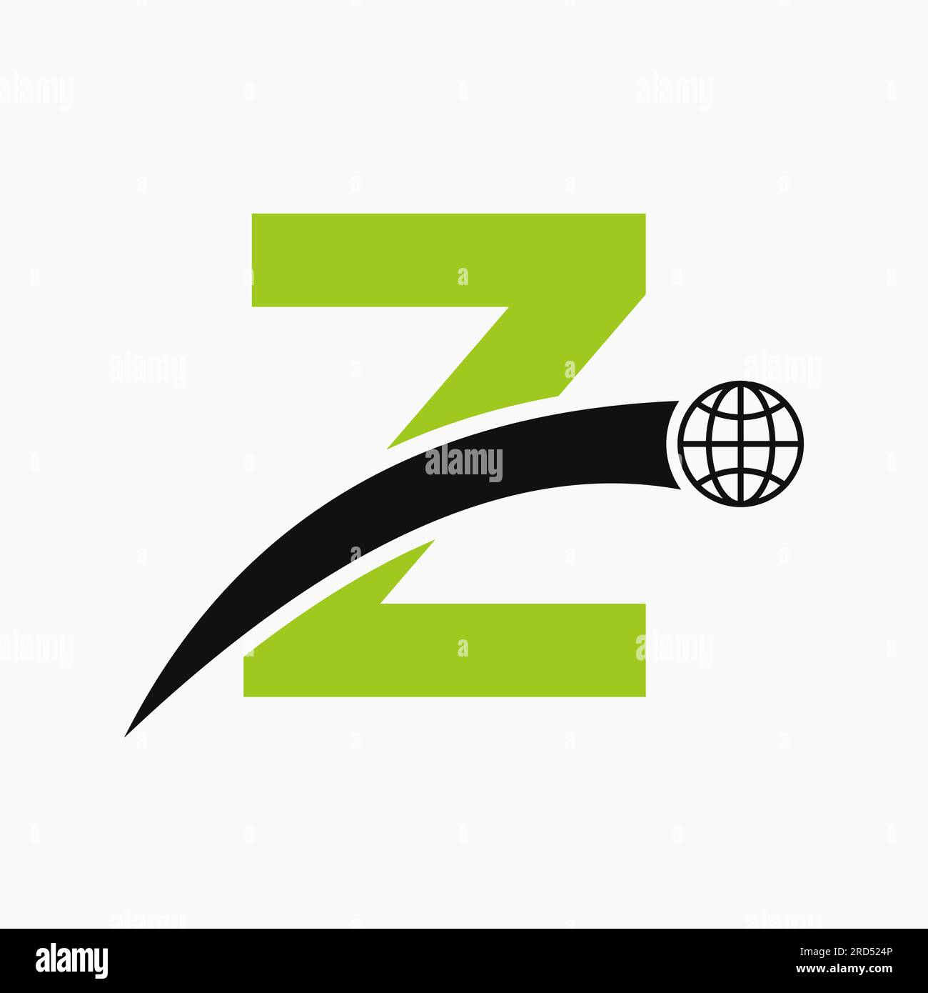 Concept de logo lettre Z avec modèle vectoriel d'icône Global World Illustration de Vecteur