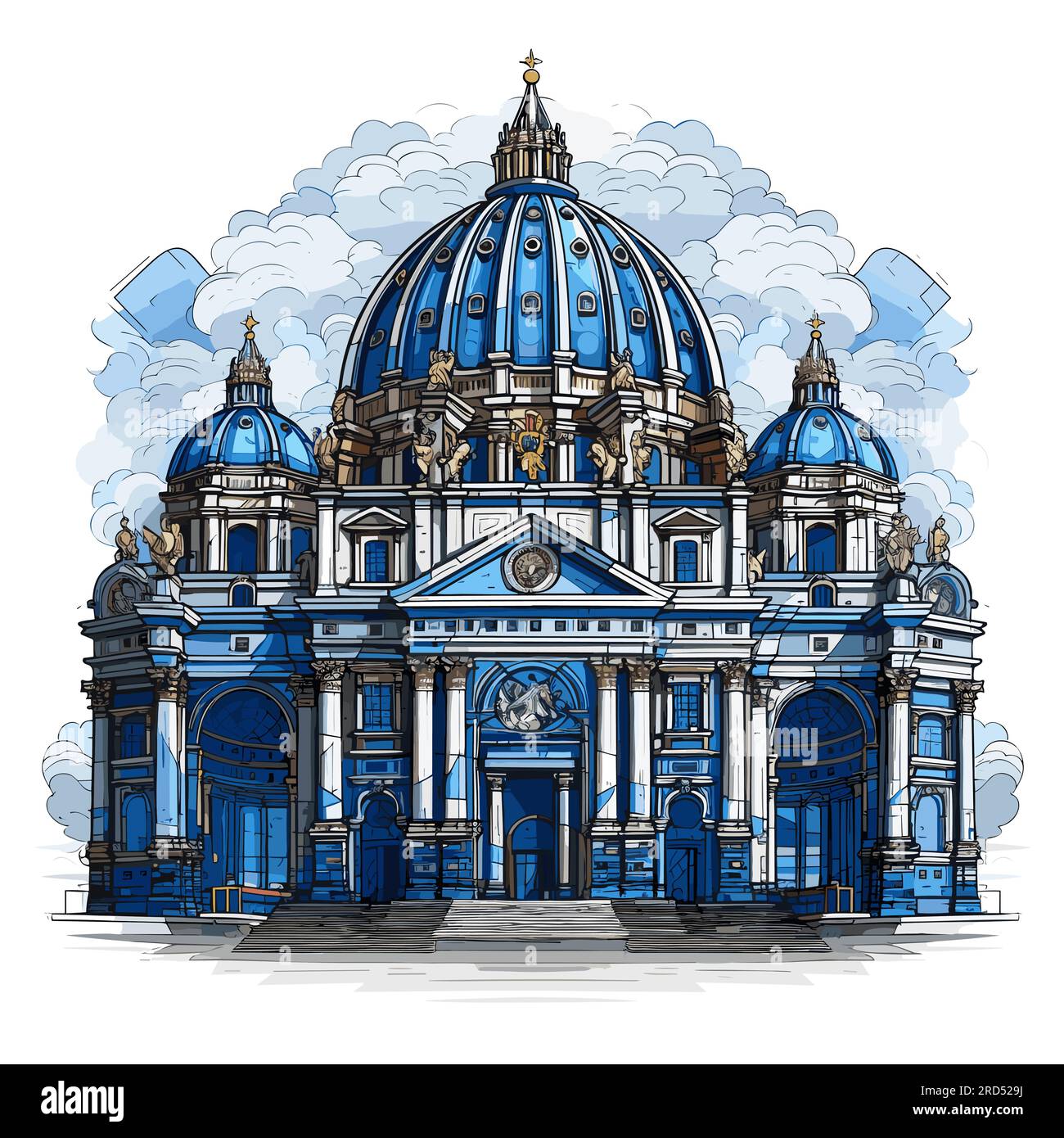 Basilique Saint-Pierre. Basilique Saint-Pierre illustration dessinée à la main. Illustration de dessin animé de style doodle vectoriel Illustration de Vecteur