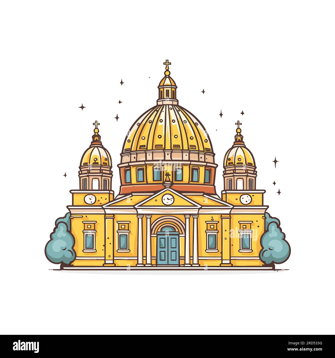 Basilique Saint-Pierre. Basilique Saint-Pierre illustration dessinée à la main. Illustration de dessin animé de style doodle vectoriel Illustration de Vecteur