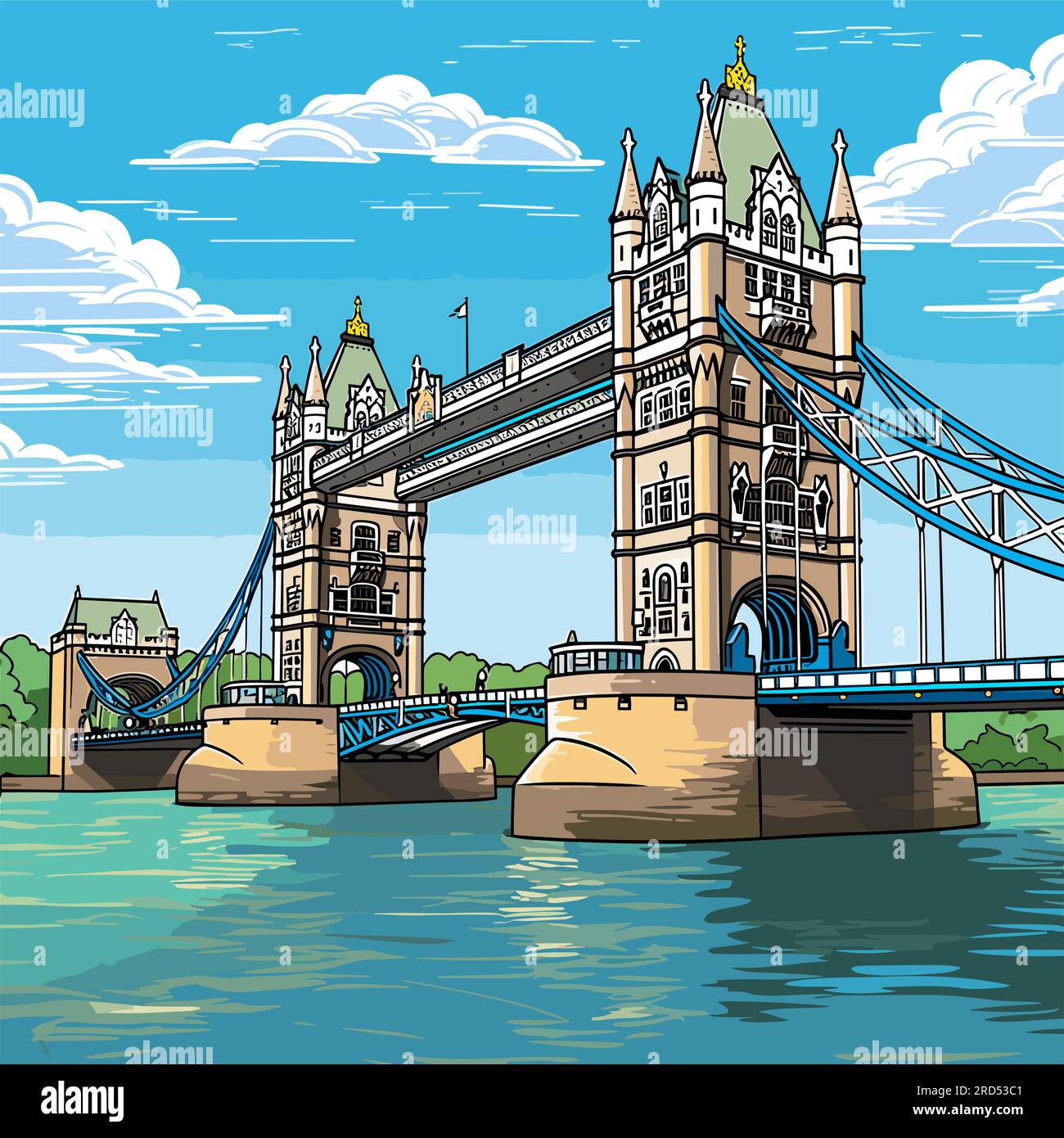 Tower Bridge. Illustration dessinée à la main de Tower Bridge. Illustration de dessin animé de style doodle vectoriel Illustration de Vecteur