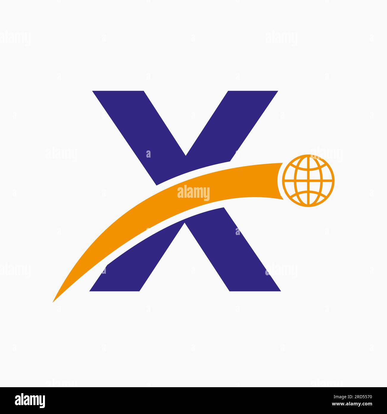 Concept de logo Letter X avec modèle vectoriel d'icône Global World Illustration de Vecteur