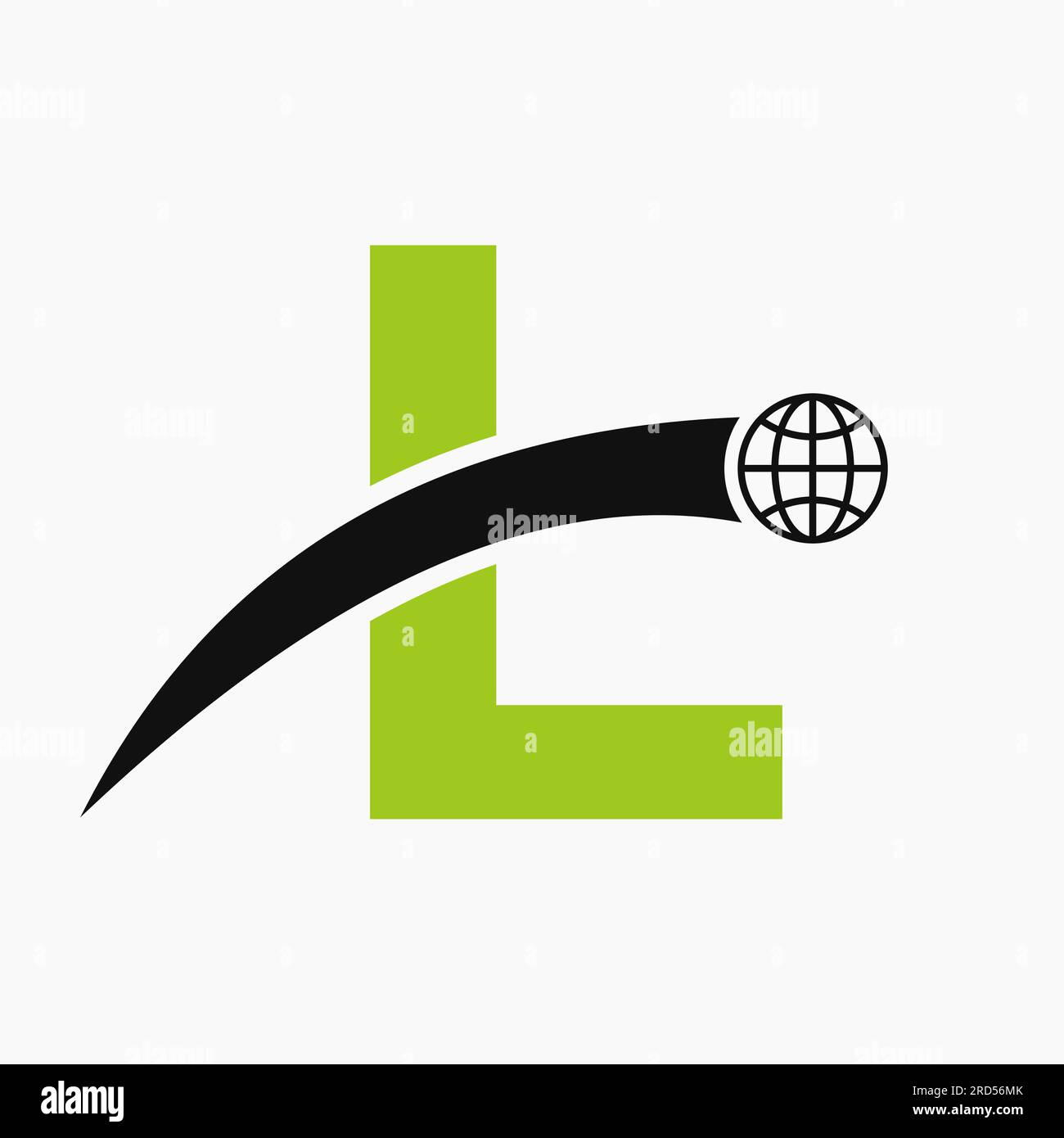 Concept de logo Letter L avec modèle vectoriel d'icône Global World Illustration de Vecteur