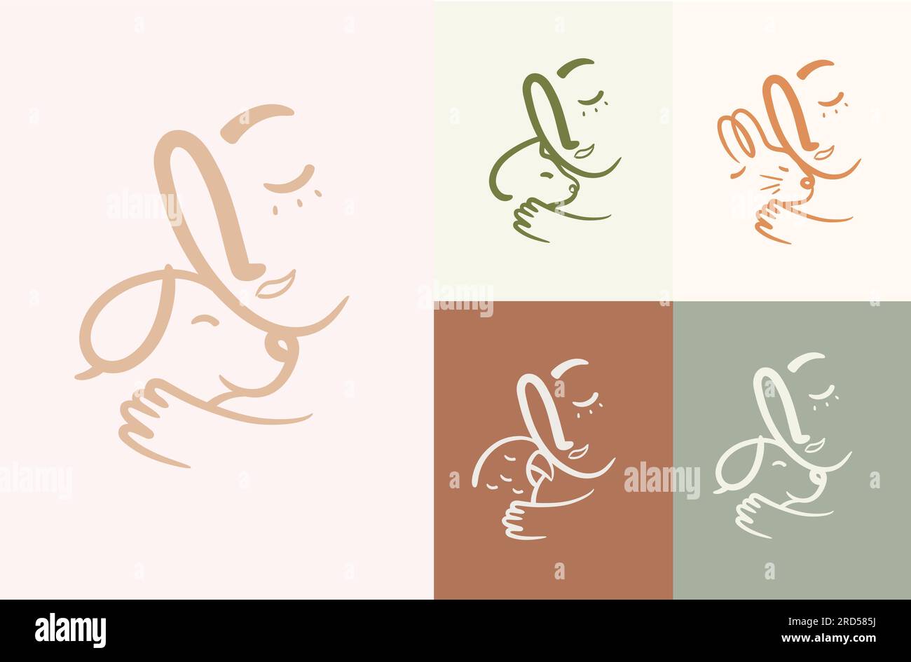 L'homme s'accroche amoureusement à un chat animal, chien, lapin, compositions de perroquet dessinant sur fond de couleur de poudre Illustration de Vecteur