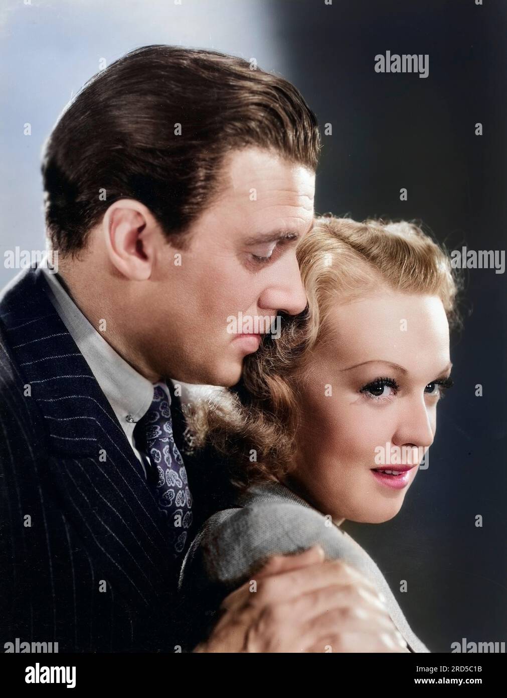 Walter Pidgeon, Rita Johnson, sur le tournage du film, '6 000 Enemies', MGM, 1939 Banque D'Images