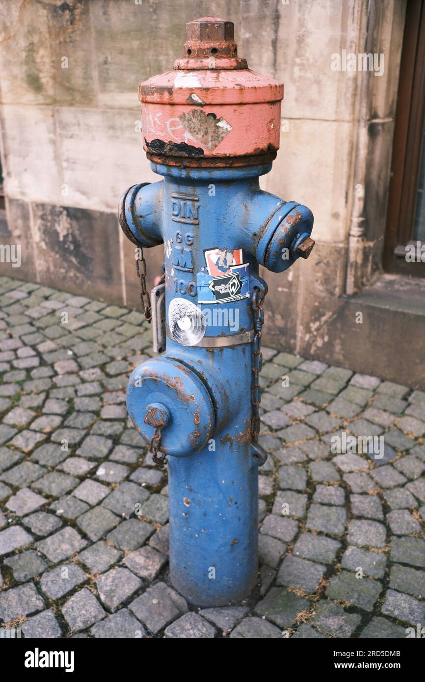 Vieille bouche d'incendie dans la vieille ville, vintage, ville hanséatique, Brême, Allemagne Banque D'Images