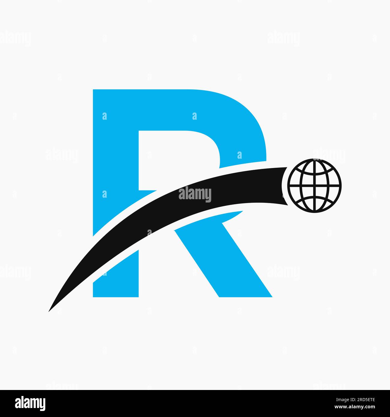 Concept de logo Letter R avec modèle vectoriel d'icône Global World Illustration de Vecteur