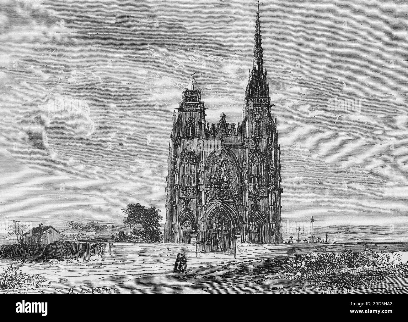 Basilique notre-Dame, Lépine, Sanctuaire, région Grand est, France, Le Rhin, Victor Hugo, illustration historique c. 1843 Banque D'Images