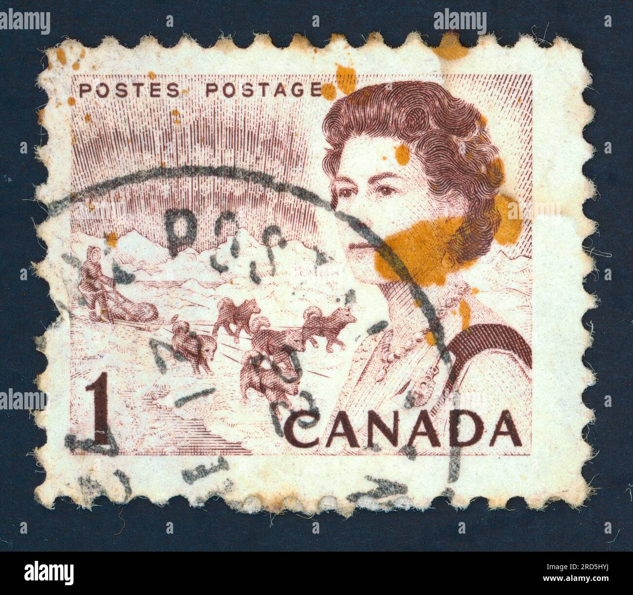 Reine Elizabeth II Timbre-poste émis au Canada dans les années 1960 Banque D'Images