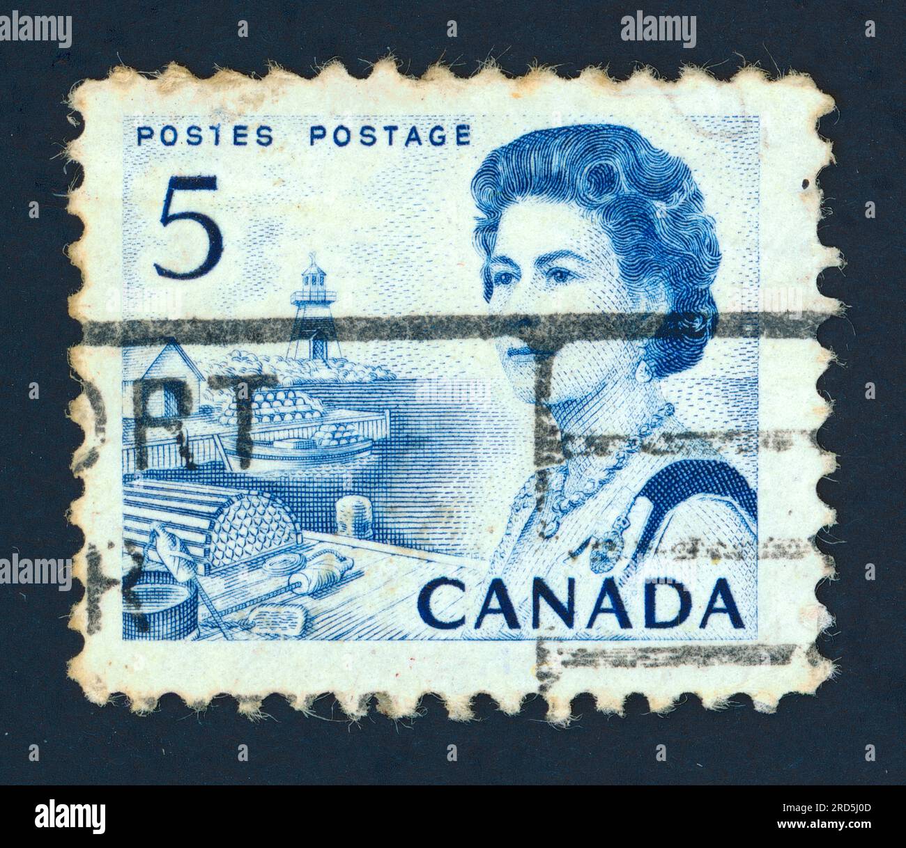 Reine Elizabeth II Timbre-poste émis au Canada dans les années 1960 Banque D'Images