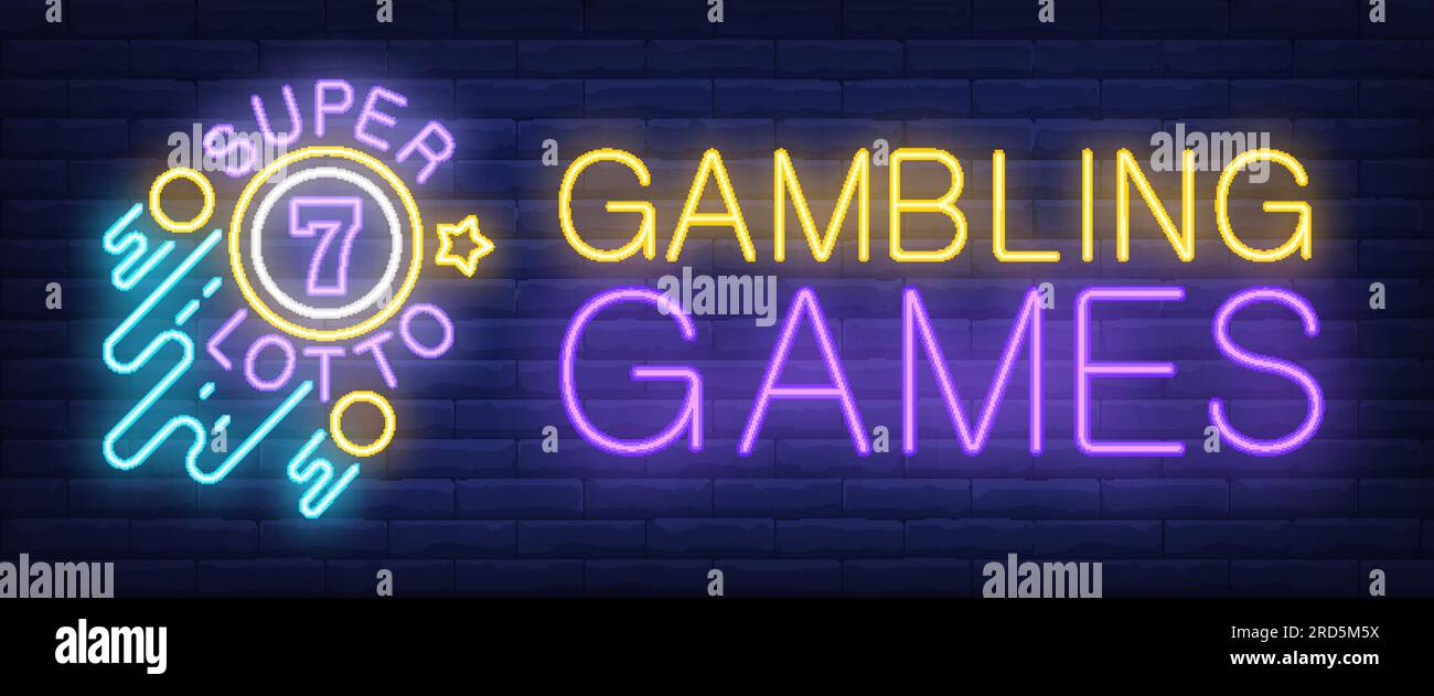 Jeux de hasard, signe au néon Super Lotto Illustration de Vecteur