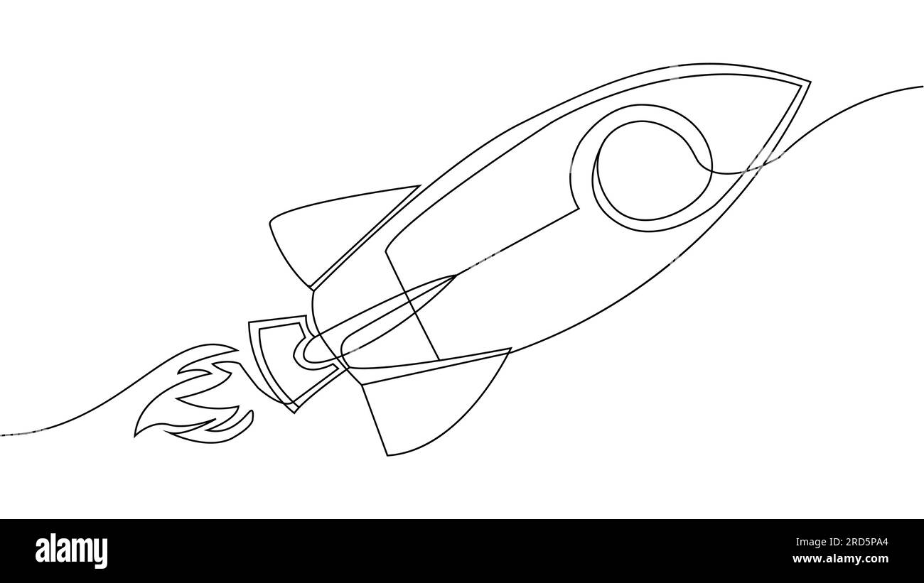 Concept de vecteur de ligne continue de fusée Illustration de Vecteur