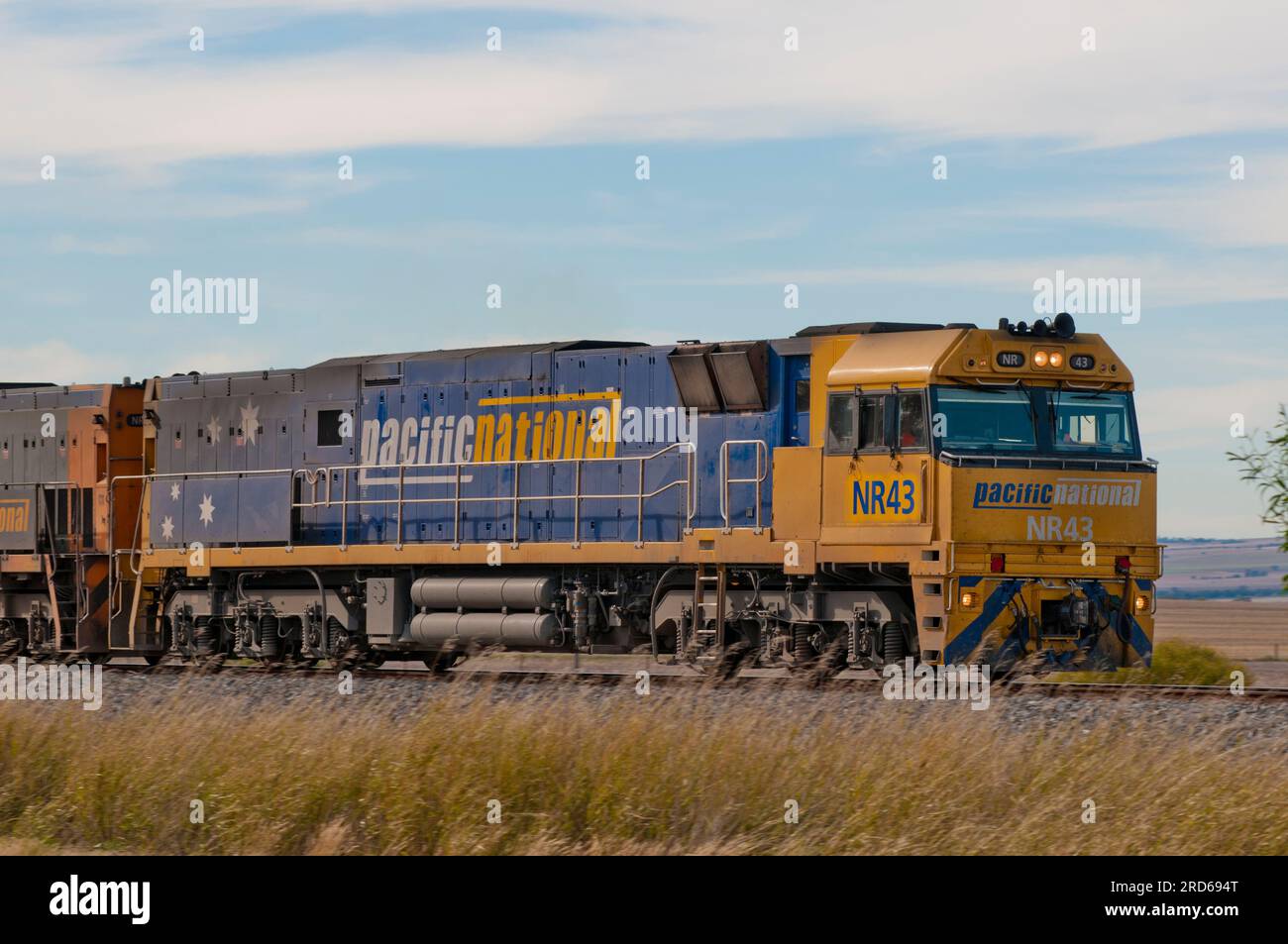 Locomotive diesel transportant du minerai de fer, Australie occidentale Banque D'Images