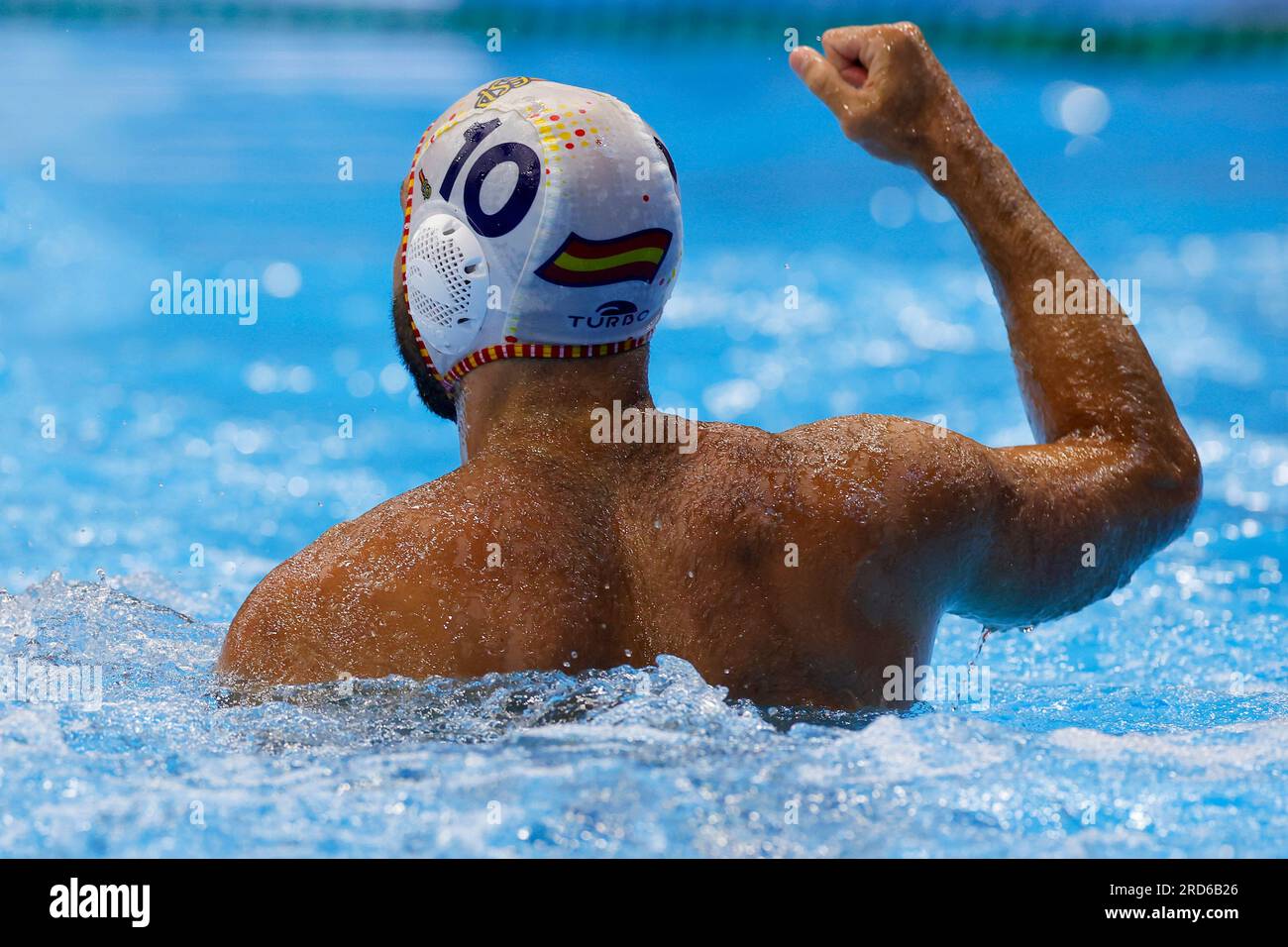 Fukuoka, Japon. 19 juillet 2023. Felipe Perrone Rocha d'Espagne lors du match masculin des Championnats du monde de natation 2023 entre l'Espagne et le Monténégro le 19 juillet 2023 à Fukuoka, Japon (photo d'Albert Ten Hove/Orange Pictures) crédit : Orange pics BV/Alamy Live News Banque D'Images