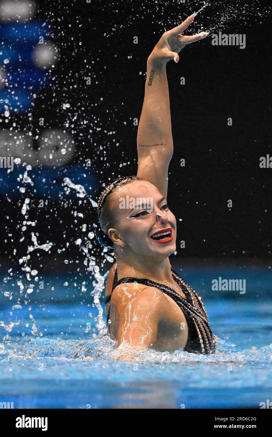 Viktoria Reichova de Slovaquie concourt en Solo Free Women Preliminary lors des 20e Championnats du monde de natation au Marine Messe Hall A en F. Banque D'Images