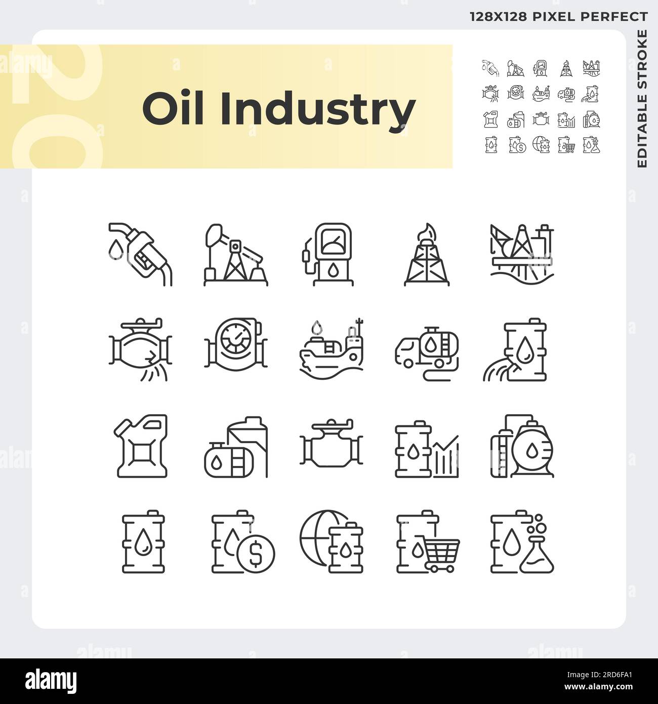 Ensemble d'icônes linéaires pour l'industrie pétrolière Illustration de Vecteur