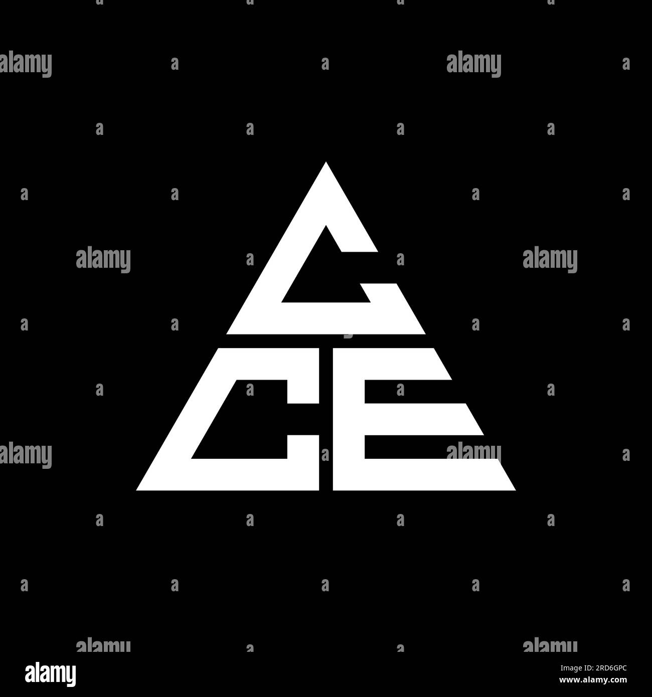 Logo de lettre triangle CCE avec forme de triangle. Monogramme de logo triangle CCE. Modèle de logo vecteur triangle CCE avec couleur rouge. CCE triangul Illustration de Vecteur