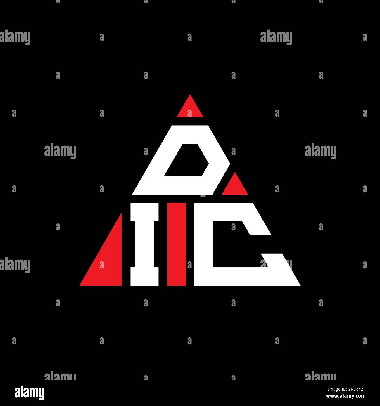 Logo en forme de triangle DIC. Monogramme à logo triangulaire pour centralisateur informatique de bord. Modèle de logo vecteur triangle DIC avec couleur rouge. DIC triangul Illustration de Vecteur