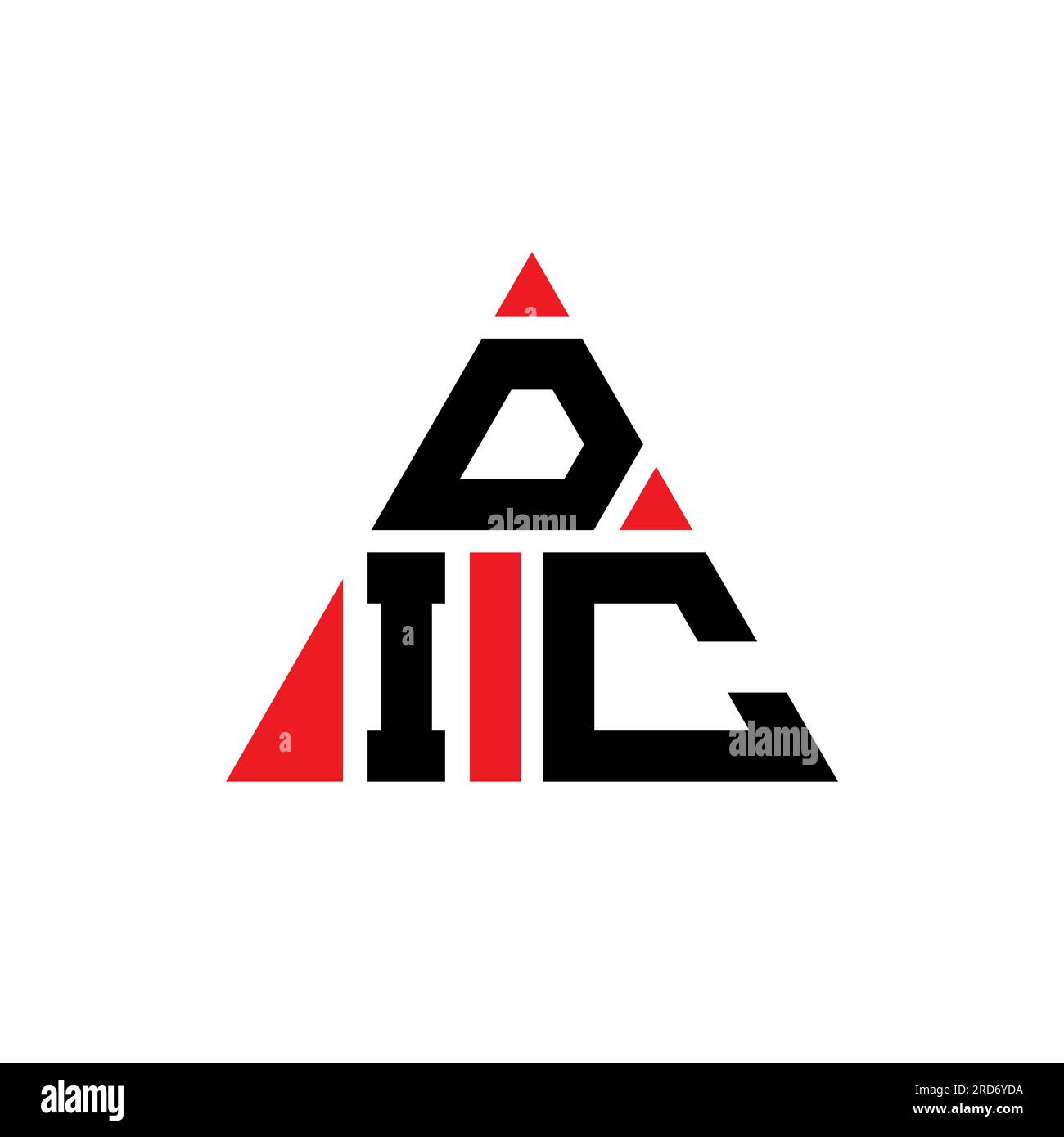 Logo en forme de triangle DIC. Monogramme à logo triangulaire pour centralisateur informatique de bord. Modèle de logo vecteur triangle DIC avec couleur rouge. DIC triangul Illustration de Vecteur