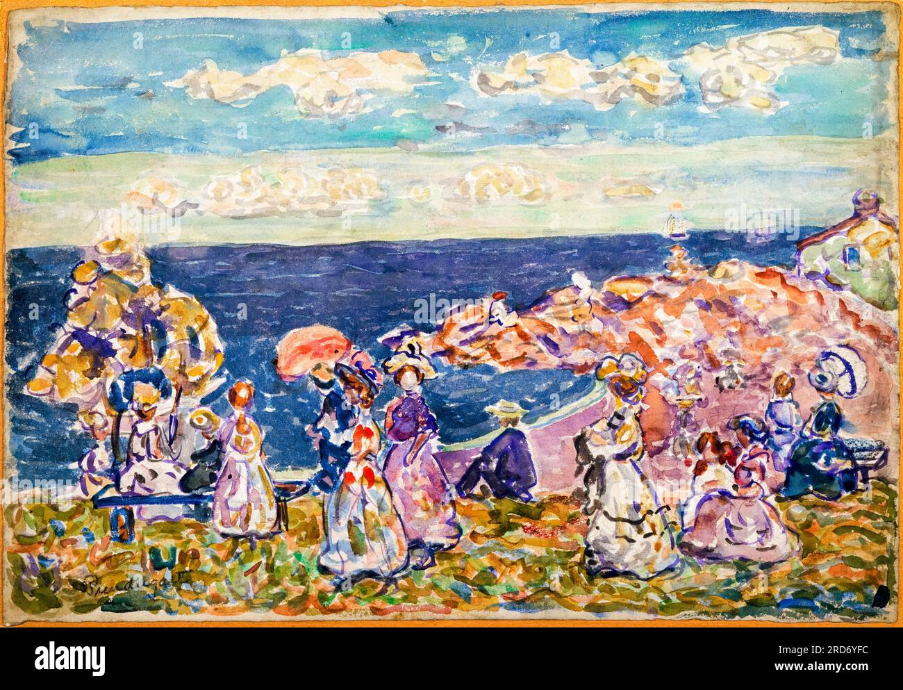 Maurice Prendergast, sur la plage, aquarelle vers 1907 Banque D'Images