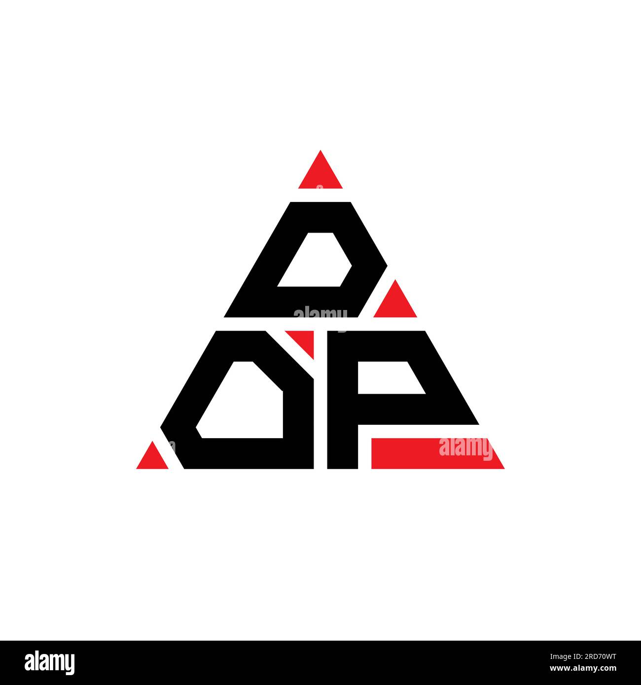 Logo de lettre triangle DOP avec forme de triangle. Monogramme de logo triangle DOP. Modèle de logo vecteur triangle DOP avec couleur rouge. DOP triangul Illustration de Vecteur