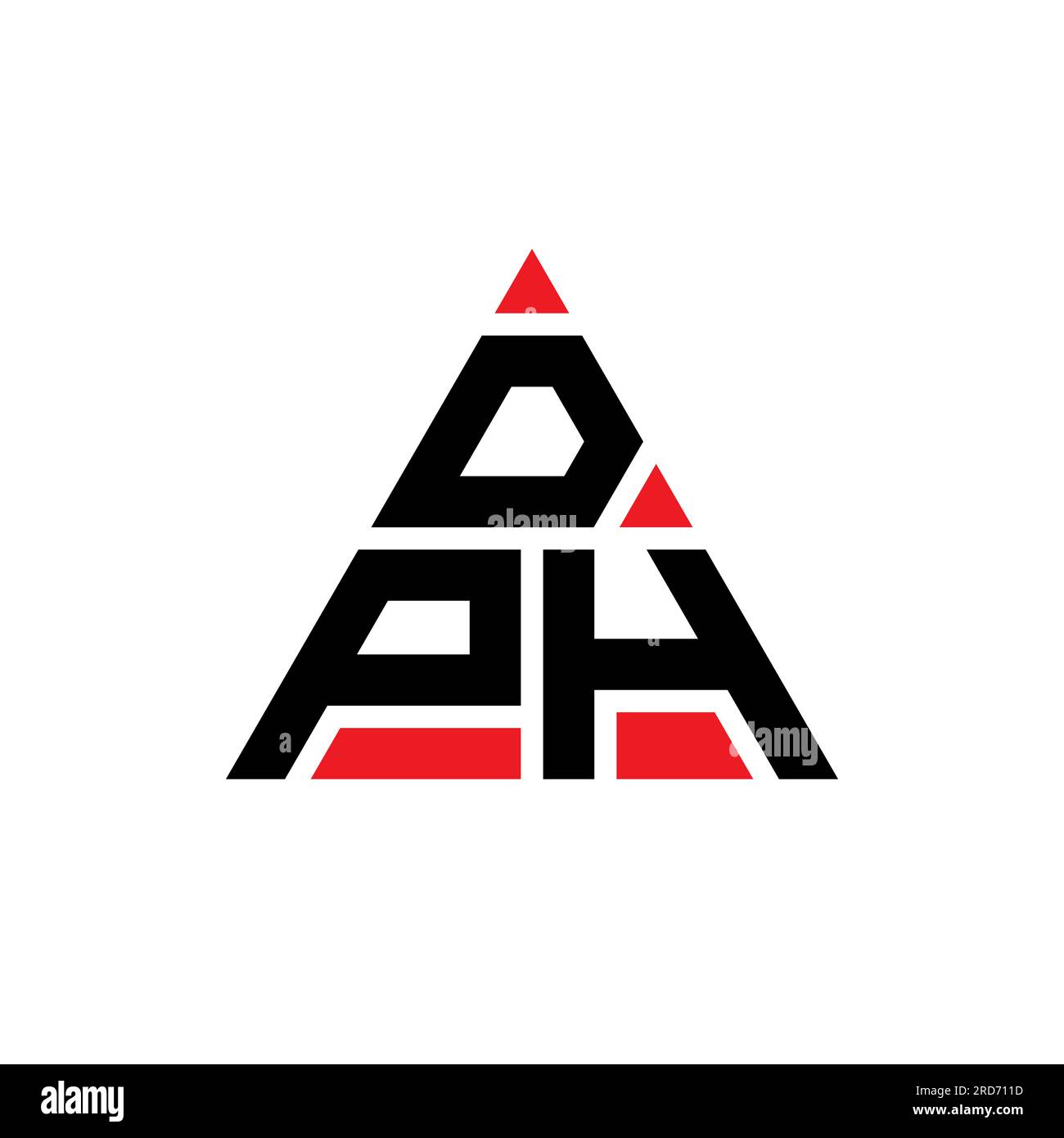 Logo lettre triangle DPH en forme de triangle. Monogramme de logo triangle DPH. Modèle de logo vecteur triangle DPH avec couleur rouge. DPH triangul Illustration de Vecteur