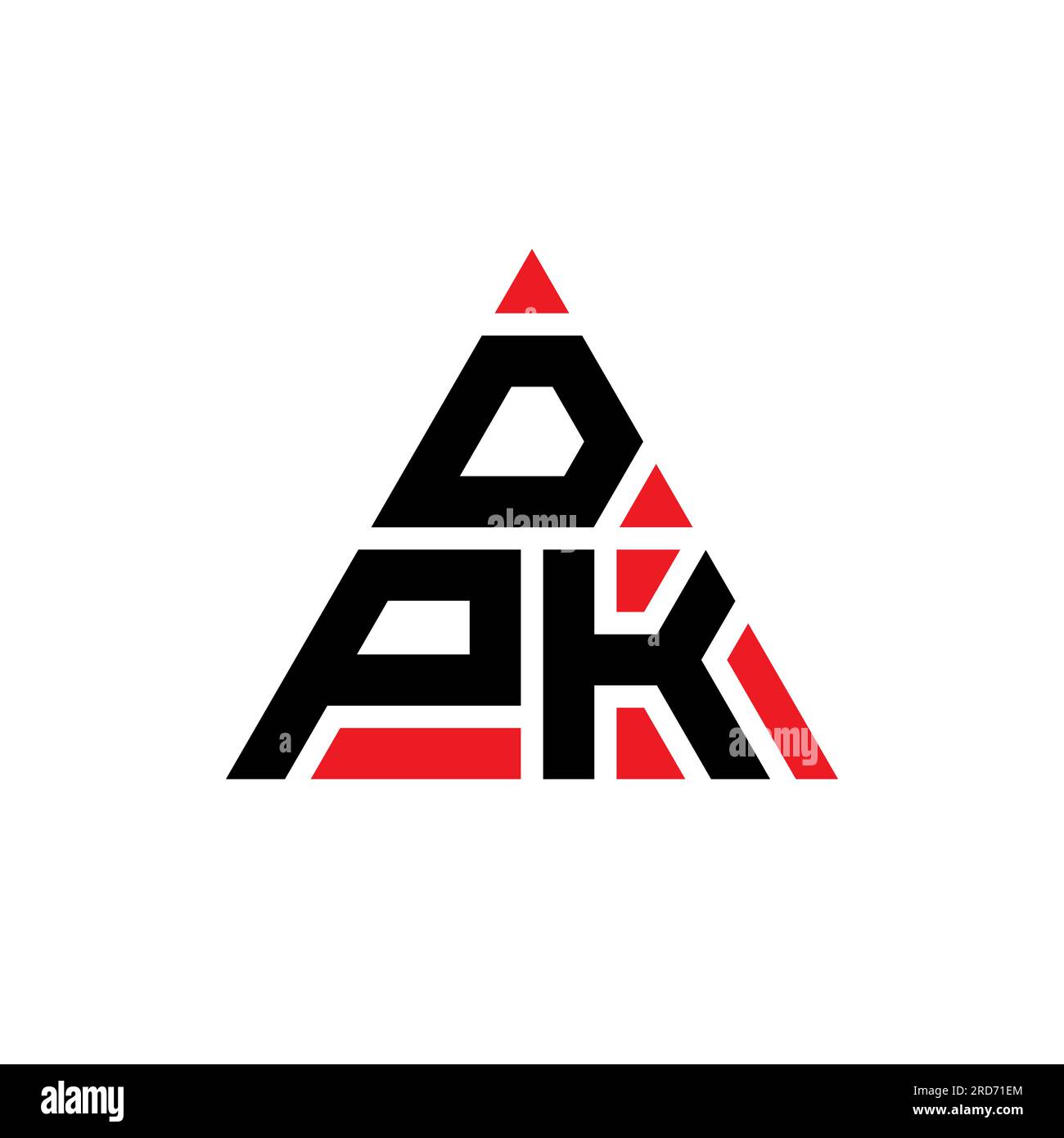 Logo DPK lettre triangle avec forme de triangle. Monogramme de logo triangle DPK. Modèle de logo vectoriel triangle DPK avec couleur rouge. DPK triangul Illustration de Vecteur