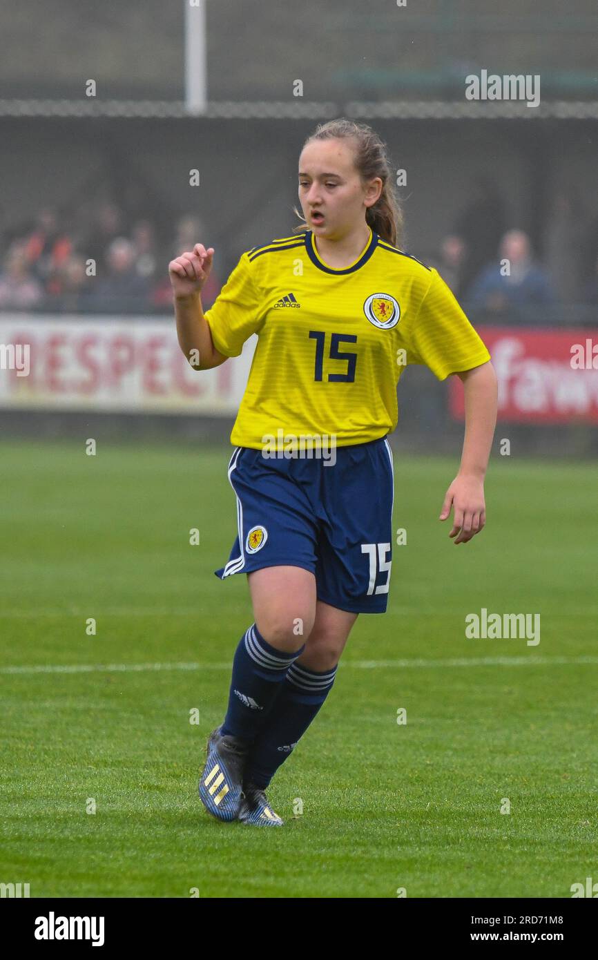 Newport, pays de Galles. 23 octobre 2019. Georgie Robb d'Écosse lors du match international amical des moins de 15 ans entre le pays de Galles et l'Écosse au Dragon Park à Newport, pays de Galles, Royaume-Uni, le 23 octobre 2019. Crédit : Duncan Thomas/Majestic Media. Banque D'Images