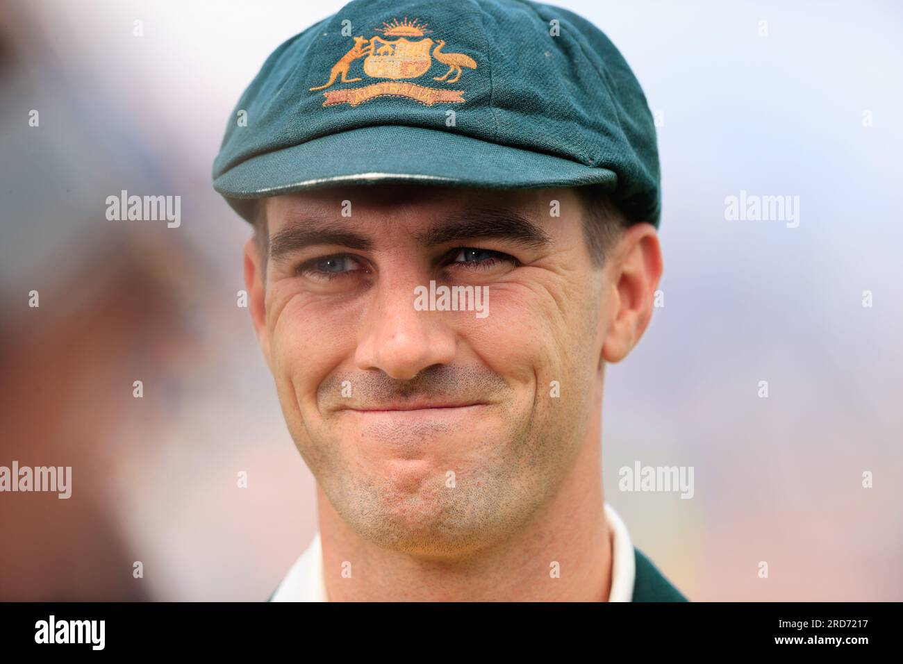 Pat Cummings d'Australie lors d'un entretien d'avant-match pendant la LV= Insurance Ashes Fourth Test Series Day One Angleterre vs Australie à Old Trafford, Manchester, Royaume-Uni, 19 juillet 2023 (photo de Conor Molloy/News Images) Banque D'Images