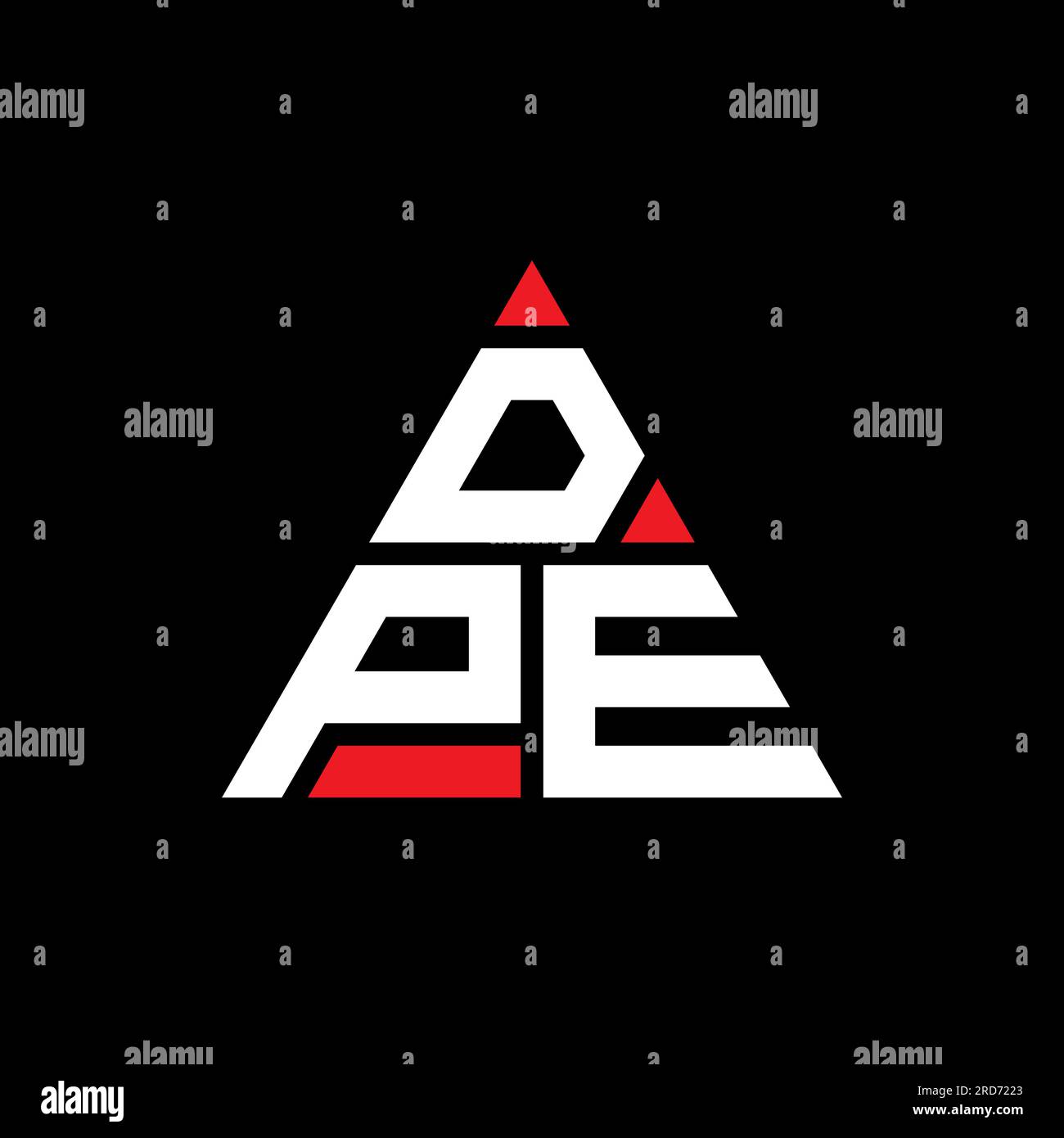 Logo en forme de triangle DPE. Monogramme de logo triangle DPE. Modèle de logo vecteur triangle DPE avec couleur rouge. DPE triangul Illustration de Vecteur