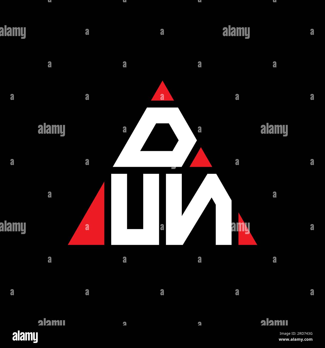 Logo de lettre triangle DUN avec forme de triangle. Monogramme de conception de logo triangle DUN. Modèle de logo vectoriel triangle DUN avec la couleur rouge. DUN triangul Illustration de Vecteur