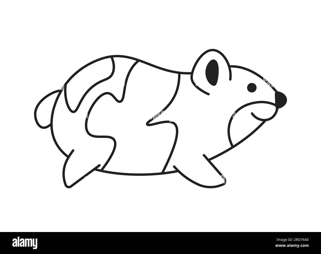 Objet vectoriel plat monochrome animal mignon à fourrure Illustration de Vecteur