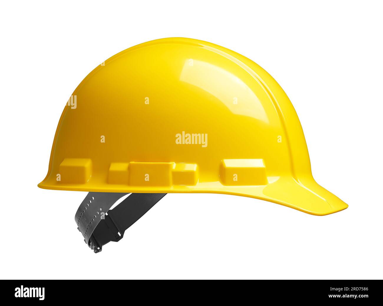 Vue latérale du casque de sécurité jaune isolé - chemin de coupe inclus Banque D'Images