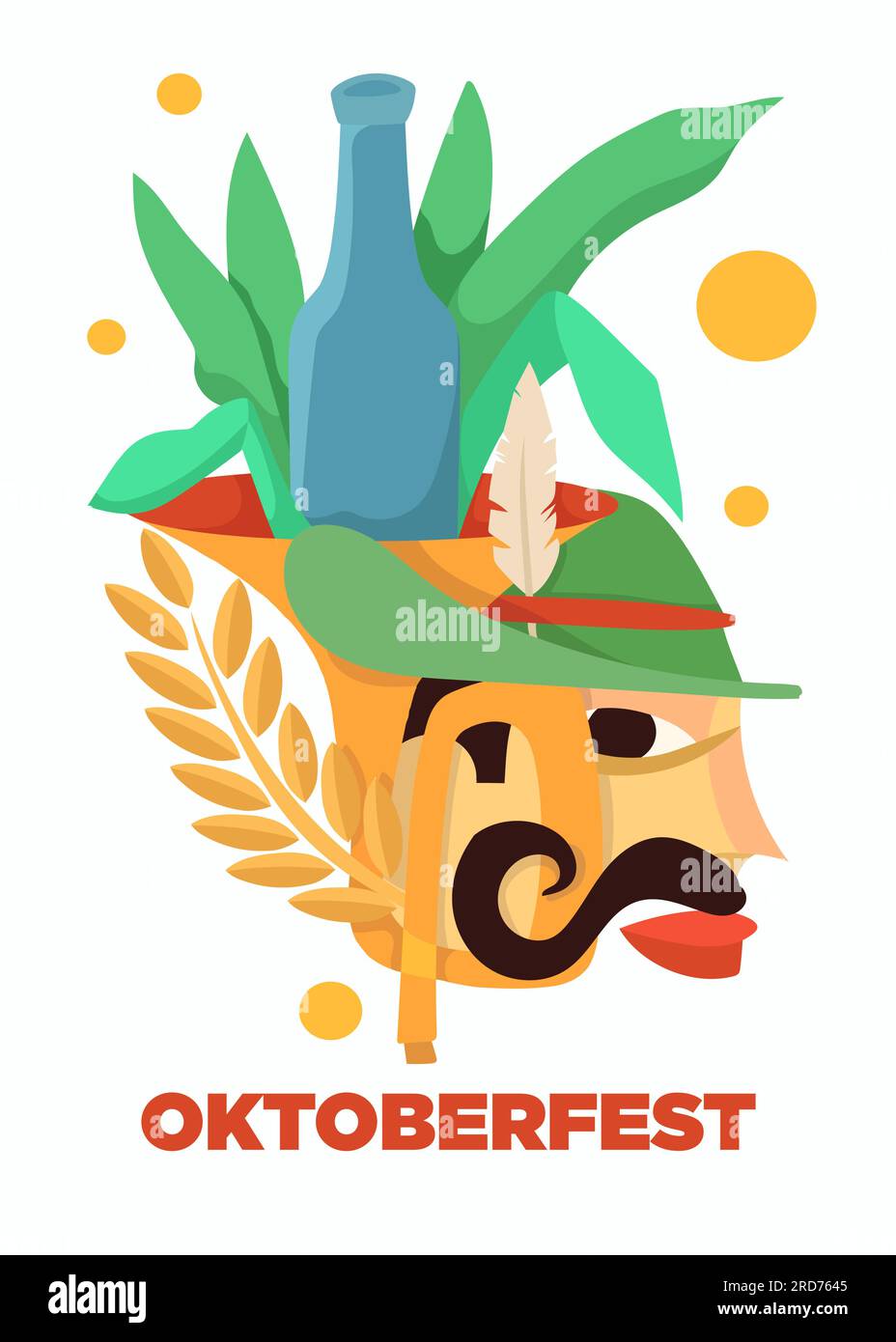 résumé bavarois avec trompette et bouteille de bière pour illustration vectorielle d'affiche oktoberfest Illustration de Vecteur