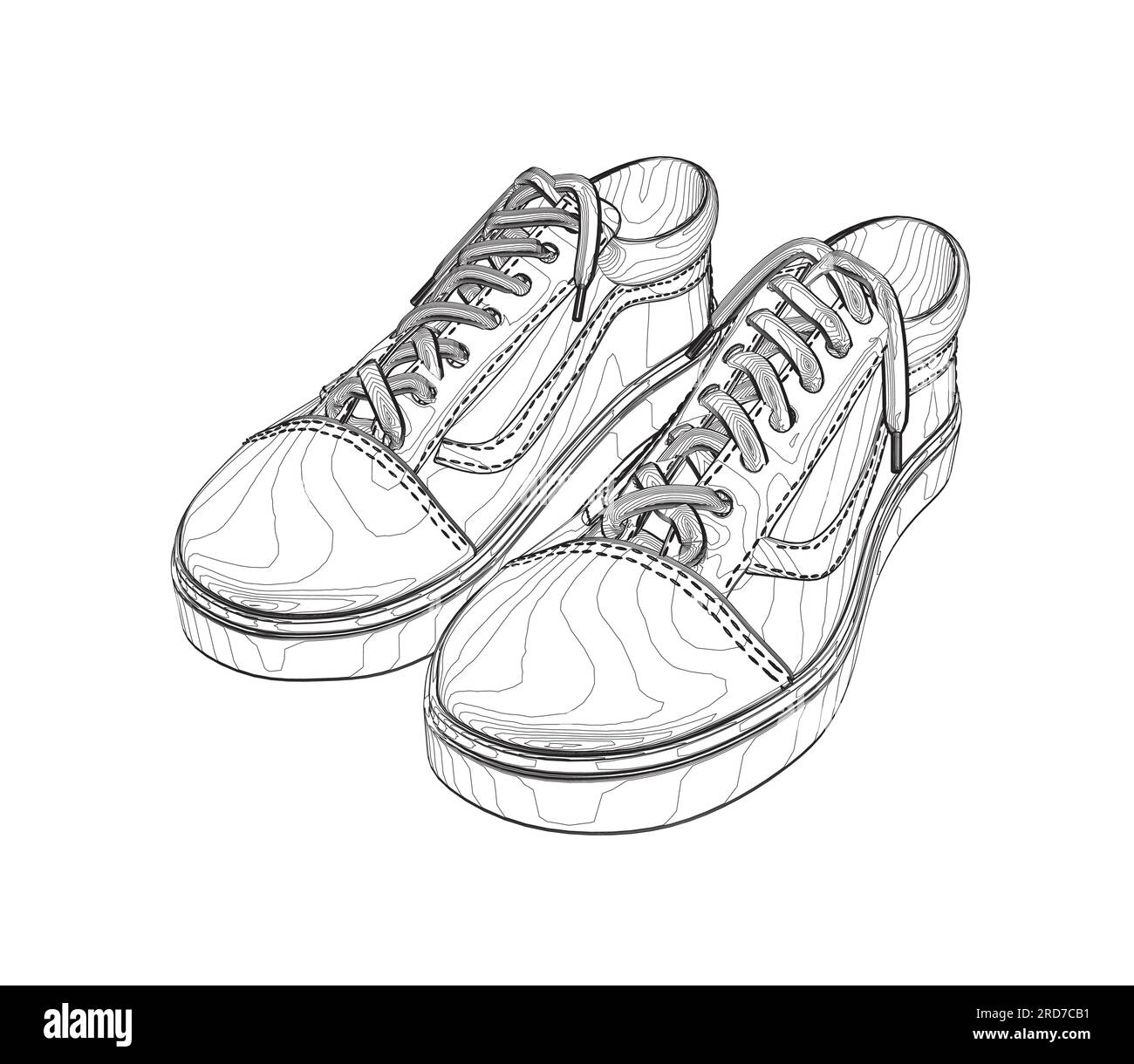 Contours baskets sur fond blanc. Concept d'exécution. Illustration vectorielle. Baskets pour l'été. Illustration vectorielle. Vêtements de sport pour hommes et femmes Illustration de Vecteur