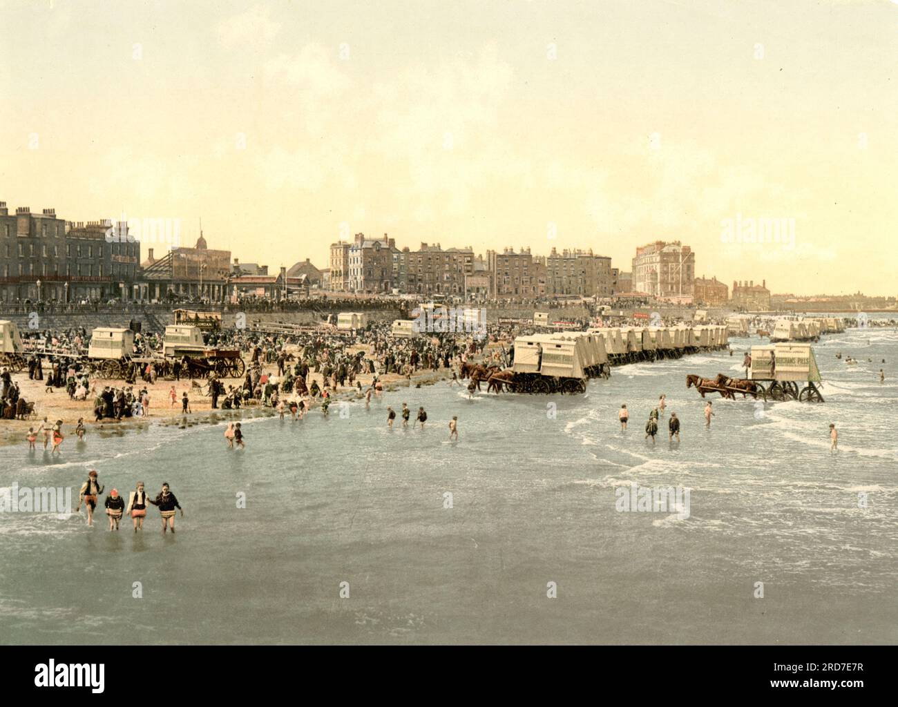 Plage et lieu de baignade pour dames, Margate, Grafschaft Kent, Angleterre, 1895, Reproduction numérique historique améliorée d'une ancienne impression Photochrome Banque D'Images