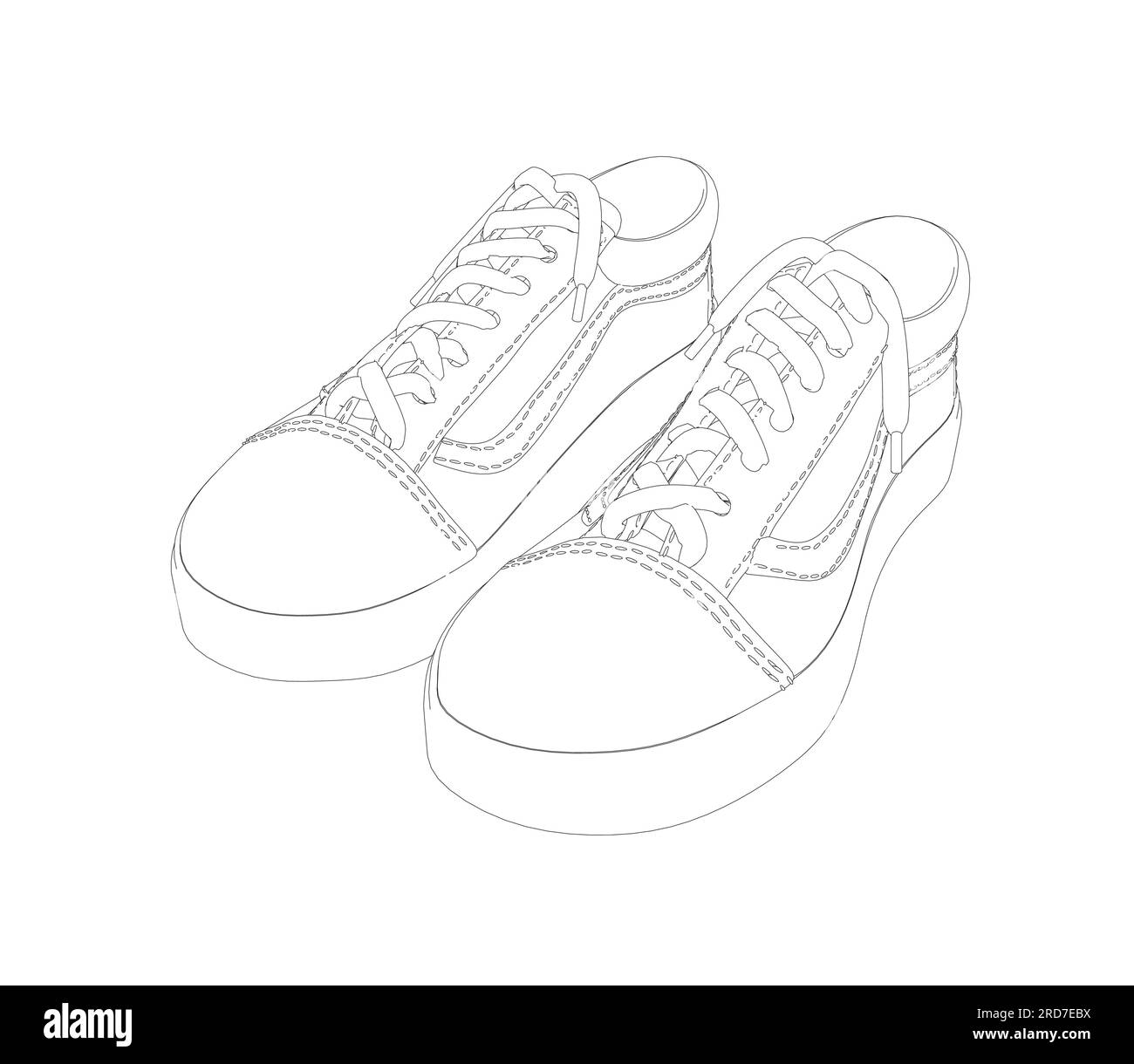 Contours baskets sur fond blanc. Concept d'exécution. Illustration vectorielle. Baskets pour l'été. Illustration vectorielle. Vêtements de sport pour hommes et femmes Illustration de Vecteur