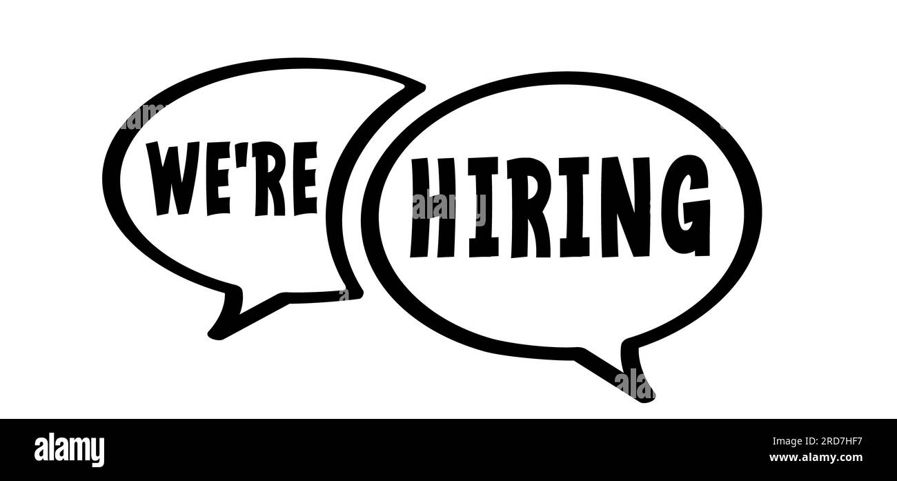 Nous embauchons, rejoignez notre équipe. Jurer, dialoguer, parler icône. Profil, icône de recherche de poste vacant. Symbole de recrutement. Ensemble d'embauche. Symbole des personnes. Rechercher Banque D'Images