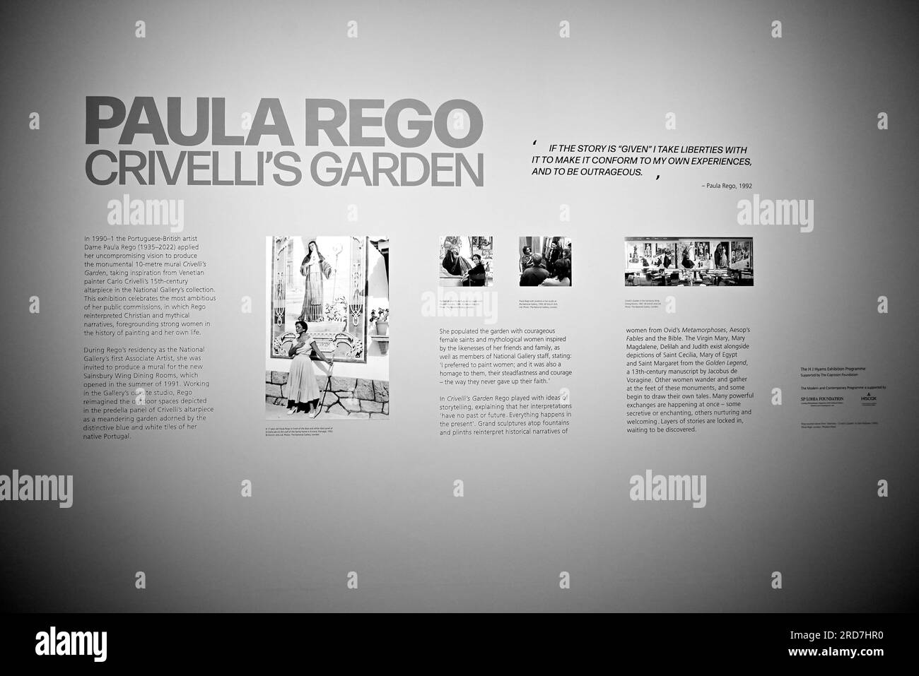Plus de 30 ans après que Dame Paula Rego (1935–2022), la première artiste associée du Musée des beaux-arts du Canada (1990–92), a été invitée à créer une murale pour la salle à manger de l’aile Sainsbury, Une nouvelle exposition célébrera la relation entre l’une des plus ambitieuses commandes publiques de Rego, intitulée Crivelli’s Garden, et le Musée des beaux-arts et sa collection. L'exposition qui avait longtemps été planifiée en collaboration avec Paula Rego, décédée le 8 juin de l'année dernière. Unira l'œuvre monumentale de 10 mètres de long avec le retable du 15e siècle de Carlo Crivelli qui l'a inspiré. Banque D'Images Plus de 30 ans après que Dame Paula Rego (1935–2022), la première artiste associée du Musée des beaux-arts du Canada (1990–92), a été invitée à créer une murale pour la salle à manger de l’aile Sainsbury, Une nouvelle exposition célébrera la relation entre l’une des plus ambitieuses commandes publiques de Rego, intitulée Crivelli’s Garden, et le Musée des beaux-arts et sa collection. L'exposition qui avait longtemps été planifiée en collaboration avec Paula Rego, décédée le 8 juin de l'année dernière. Unira l'œuvre monumentale de 10 mètres de long avec le retable du 15e siècle de Carlo Crivelli qui l'a inspiré. Banque D'Images