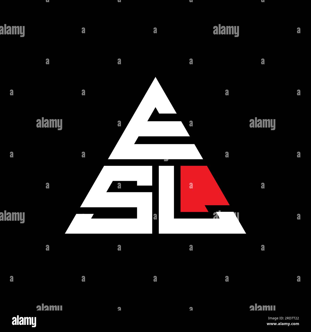 Logo de lettre triangle ESL avec forme de triangle. Monogramme de logo triangle ESL. Modèle de logo vectoriel triangle ESL avec couleur rouge. ESL triangul Illustration de Vecteur