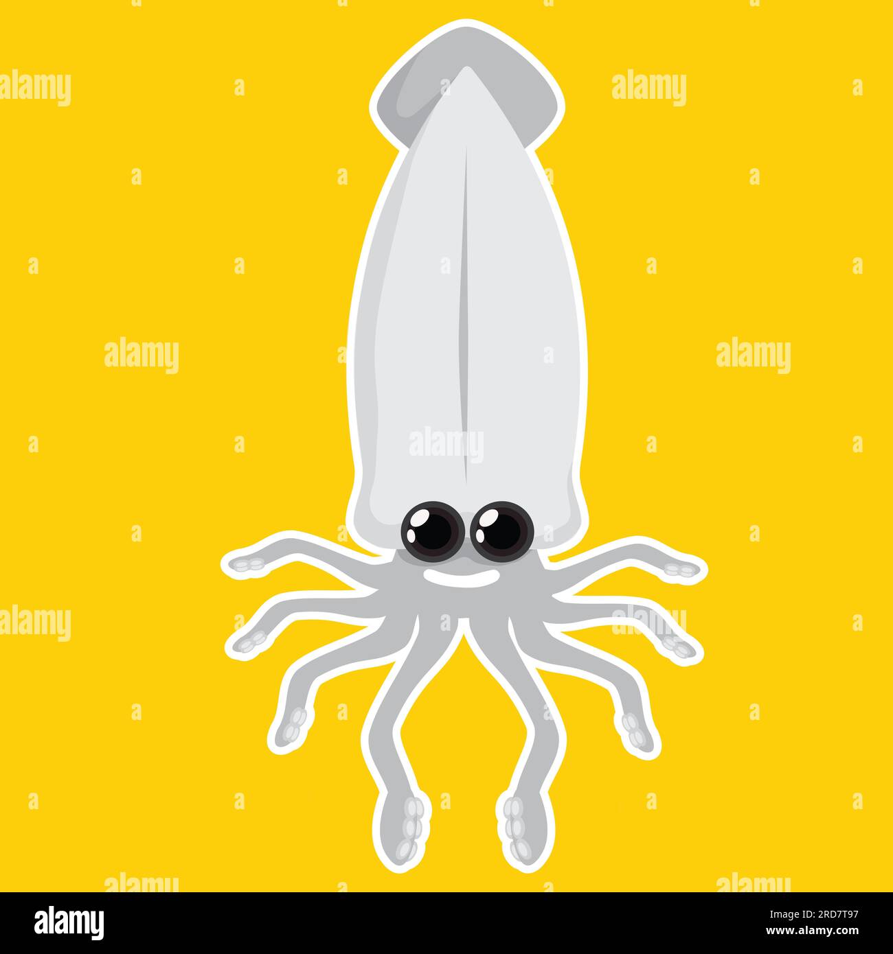 Dessin de Squid Seafood pour logo et design graphique Banque D'Images