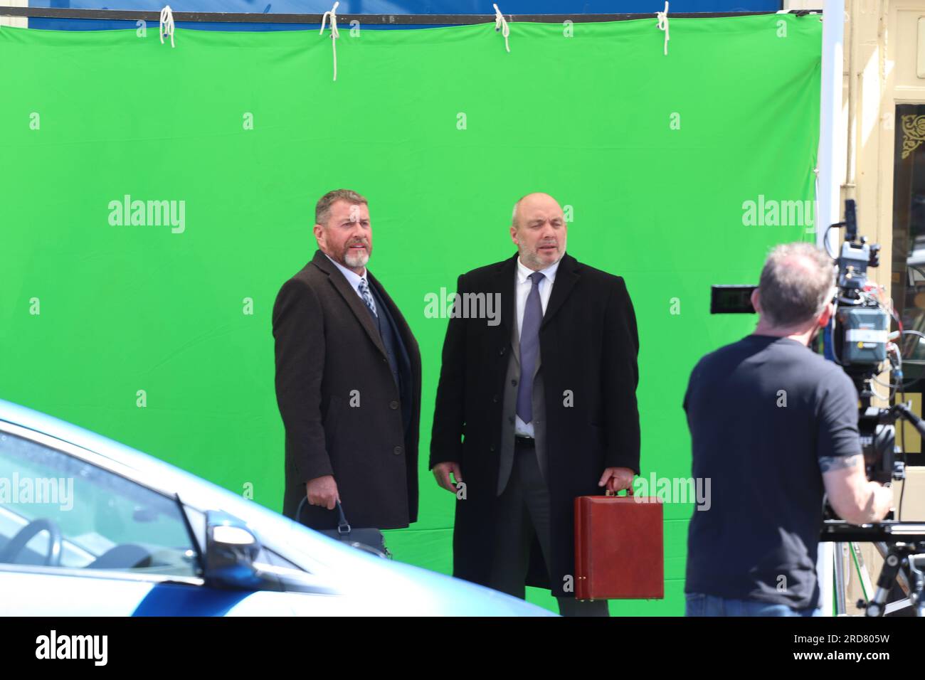 Le tournage d'un drame ITV MR Bates VS Post Office. Le drame d'ITV est basé sur une histoire vraie d'injustice de M. Alan Bates un sous-maître de poste qui a décidé de se battre contre une erreur scandaleuse de justice, Innocent sous-maître de poste et postresses ont été accusés à tort de fausse comptabilité Banque D'Images