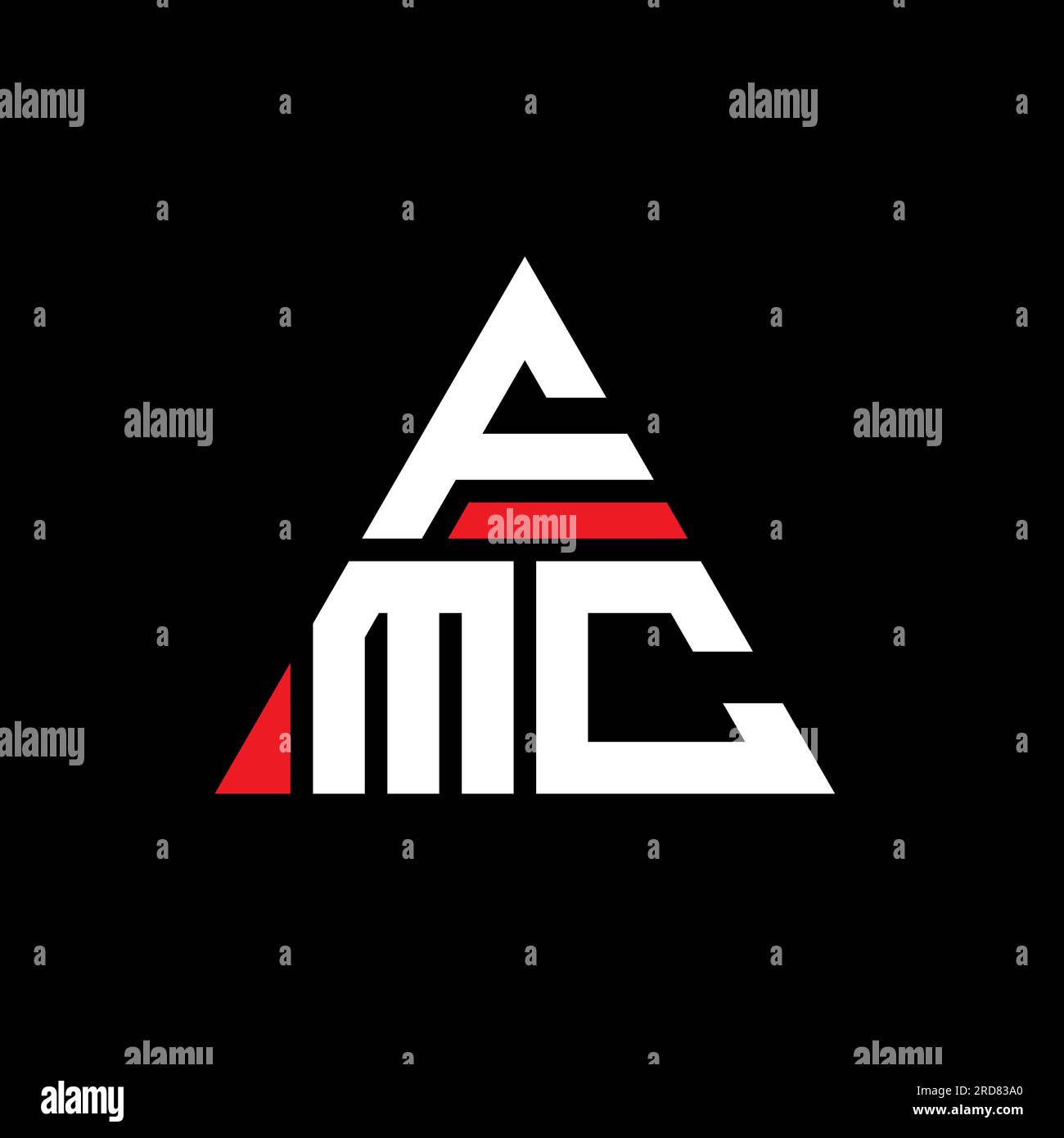 Logo de lettre triangle FMC avec forme de triangle. Monogramme de logo triangle FMC. Modèle de logo vecteur triangle FMC avec couleur rouge. FMC triangul Illustration de Vecteur