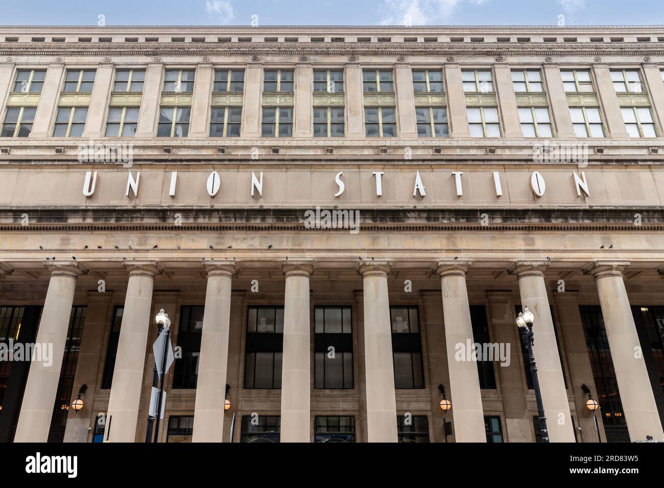 Union Station dans le centre-ville de Chicago est une gare historique avec des boutiques, des restaurants et une belle architecture. Banque D'Images