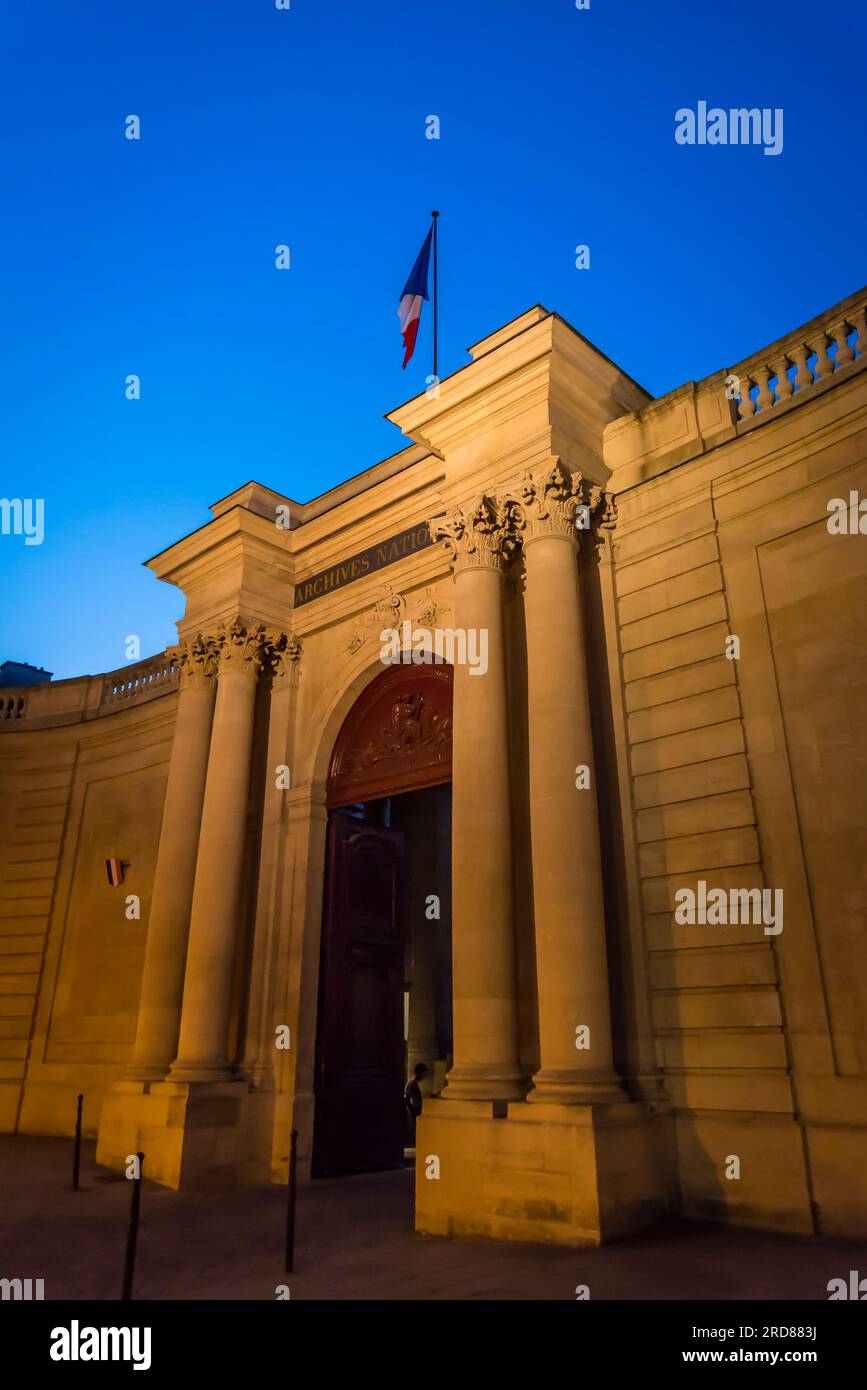 Entrée à l'Hôtel de Soubise, Musée racontant l'histoire des Archives nationales de l'Etat, quartier le Marais, Paris, France Banque D'Images
