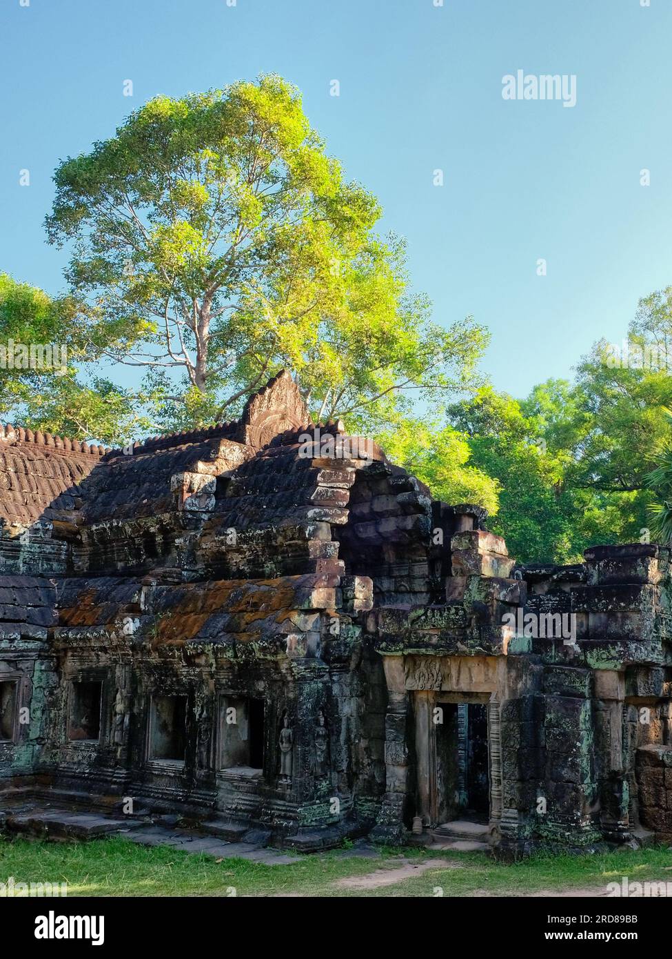 Photo illustrant les restes de pierre du temple Bantey Kdei de l'époque médiévale, trouvés au Cambodge. Banque D'Images