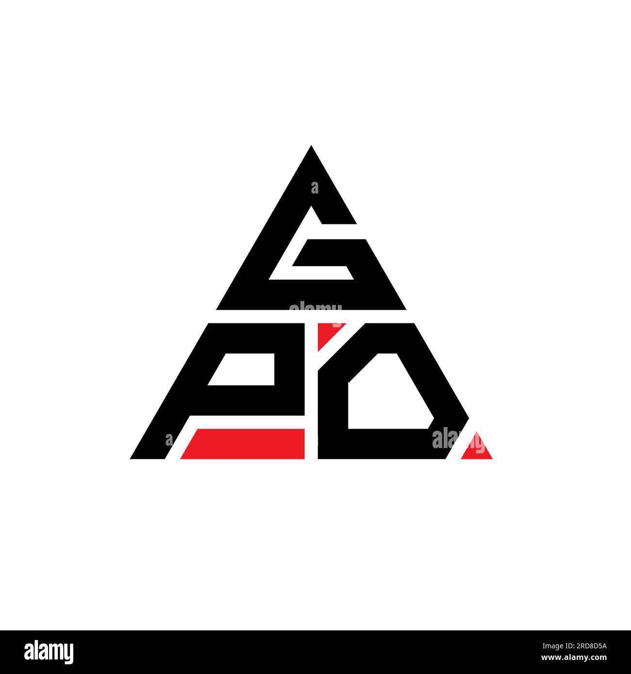 Logo de lettre triangle GPO avec forme de triangle. Monogramme de logo triangle GPO. Modèle de logo vecteur triangle GPO avec couleur rouge. GPO triangul Illustration de Vecteur