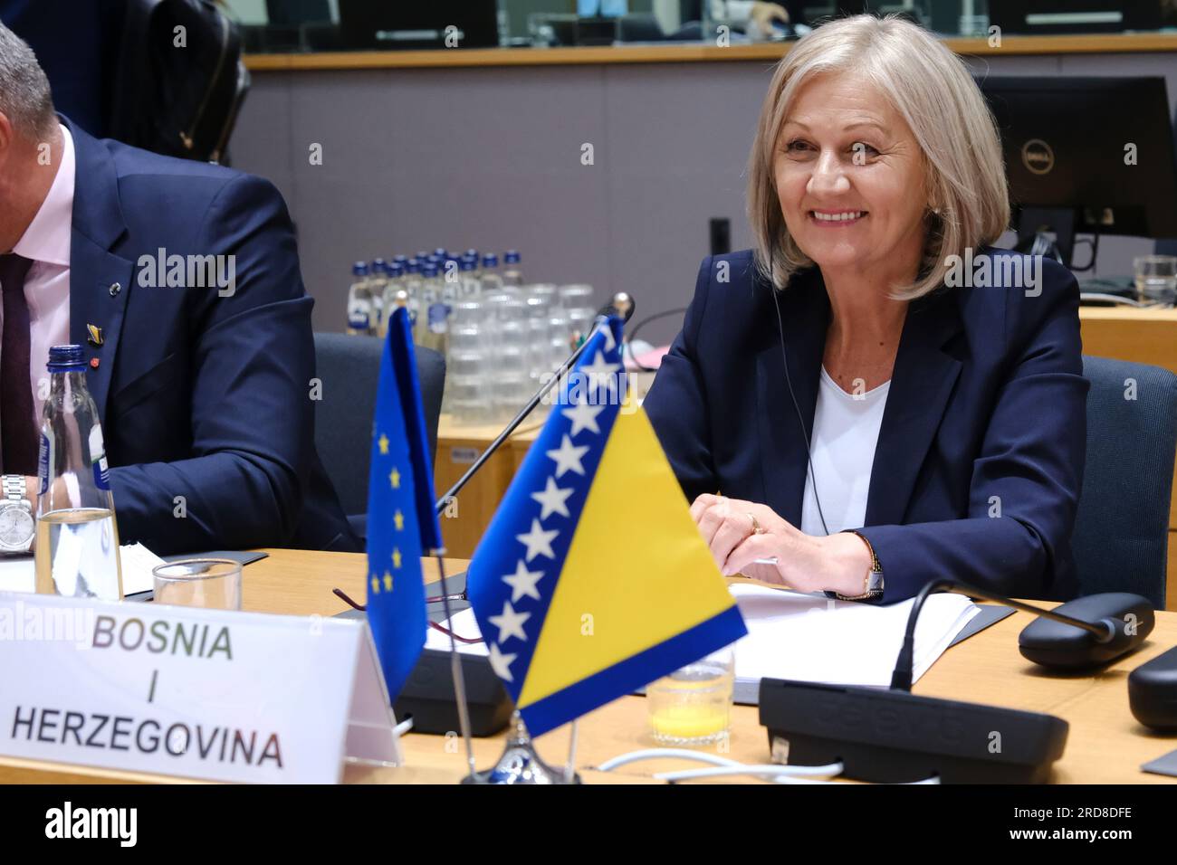 Bruxelles, Belgique. 19 juillet 2023. Borjana KRISTO, présidente du Conseil des ministres de Bosnie-Herzégovine, participe au Conseil de stabilisation et d'association UE-Bosnie-Herzégovine à Bruxelles, Belgique, le 19 juillet 2023. Crédit : ALEXANDROS MICHAILIDIS/Alamy Live News Banque D'Images