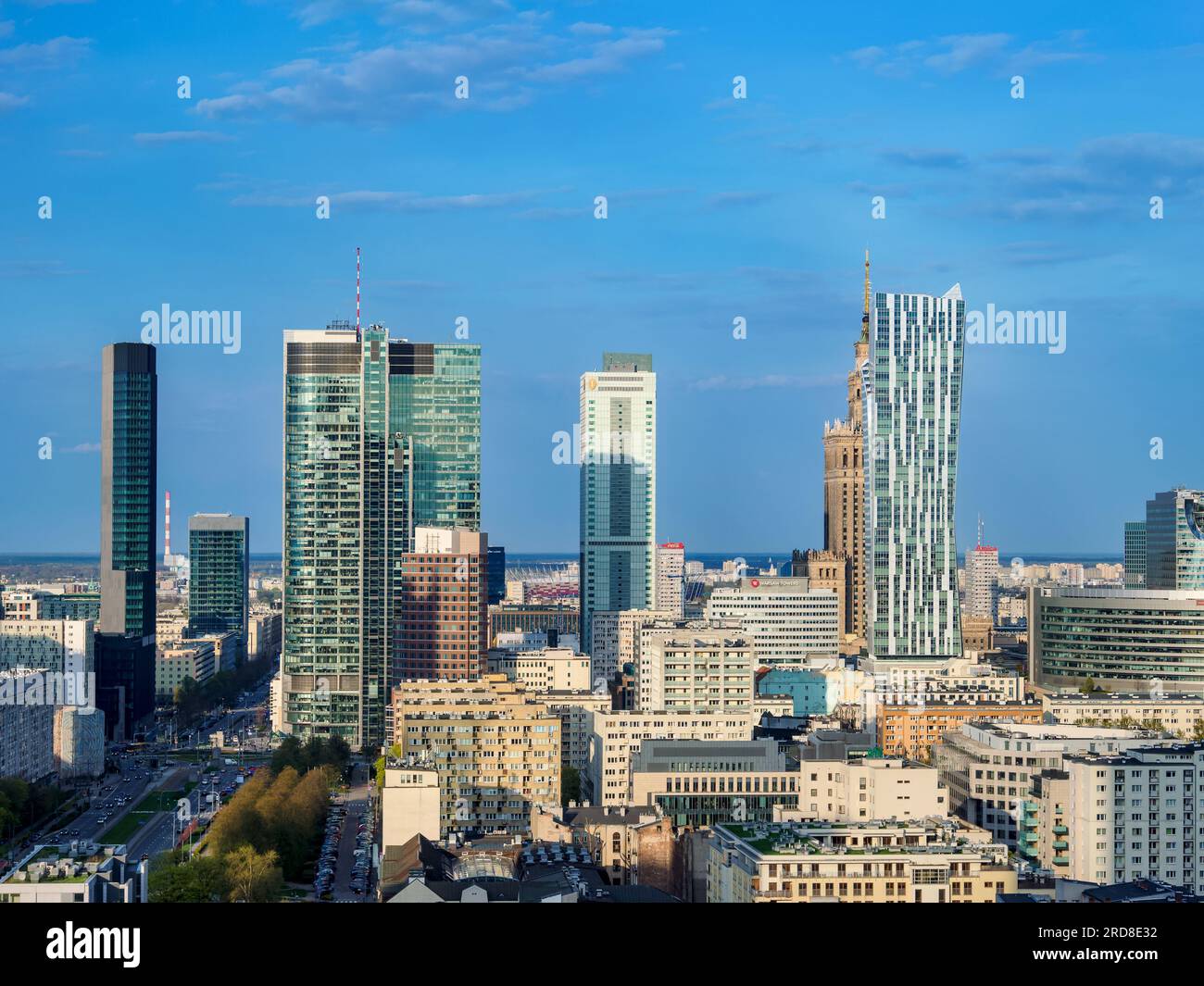Skyline du centre-ville, vue surélevée, Varsovie, Voïvodie de Masovien, Pologne, Europe Banque D'Images