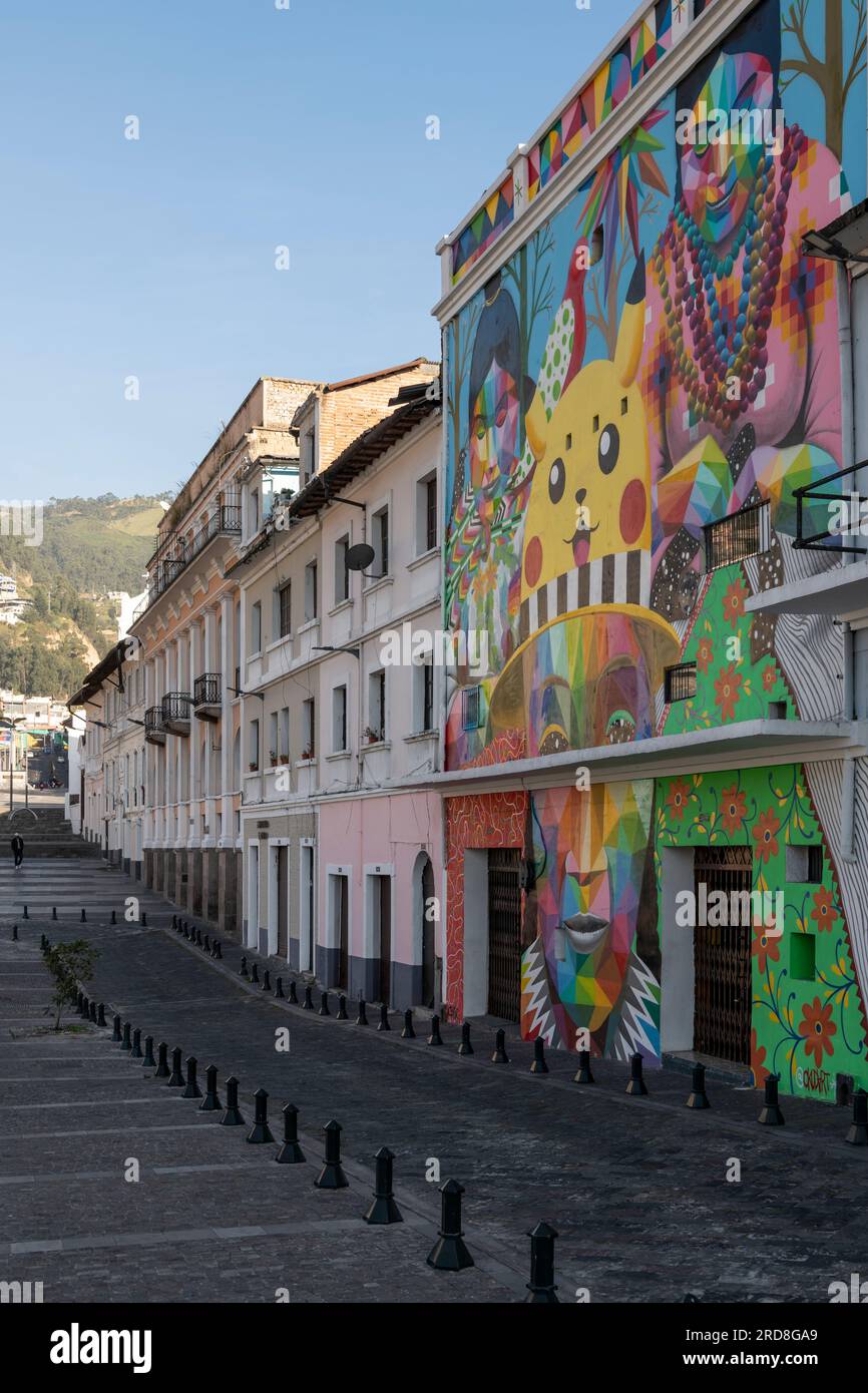 La peinture murale Pikachu, quartier de San Sebastian, Quito, Pichincha, Équateur, Amérique du Sud Banque D'Images