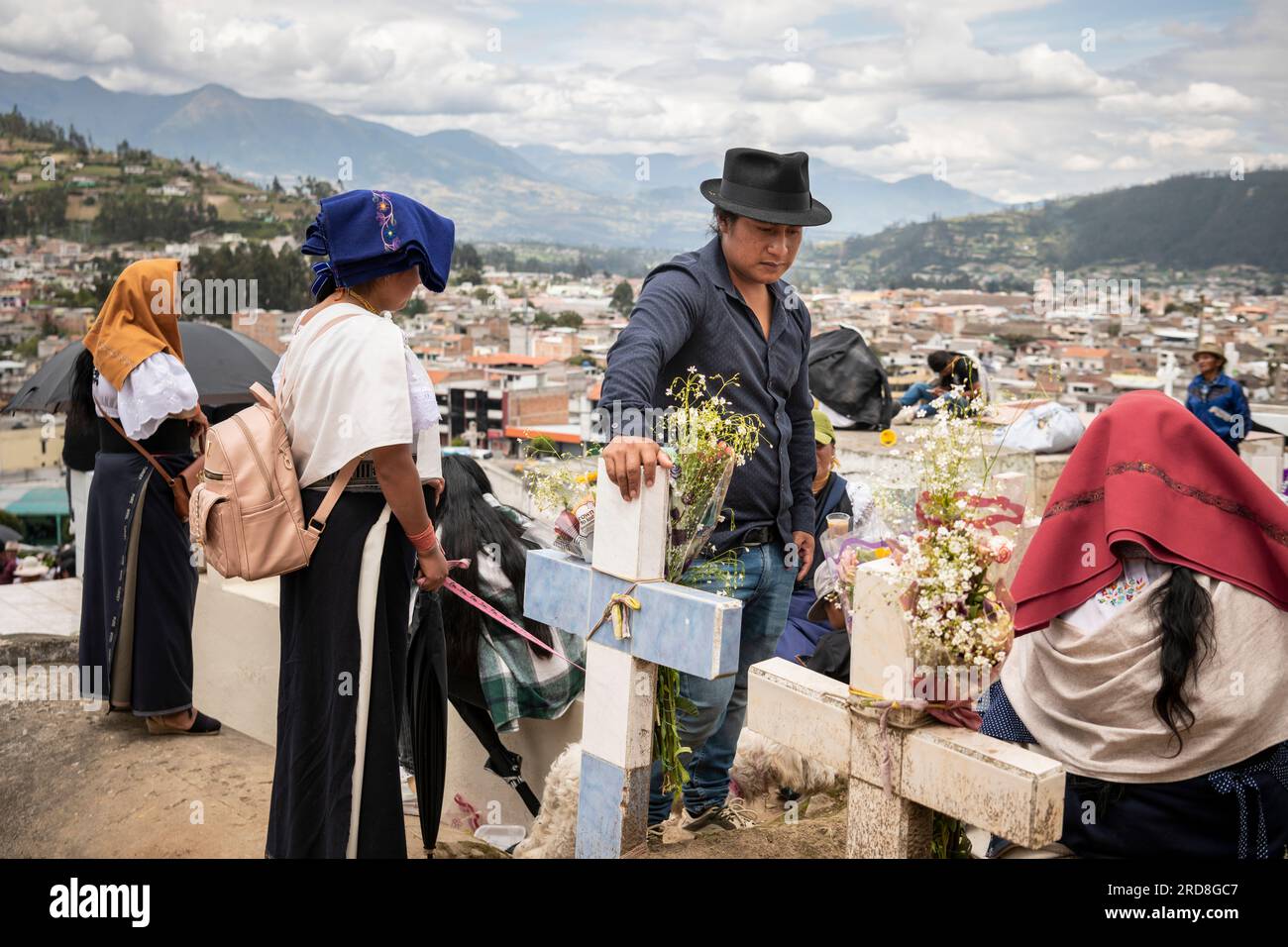 Les célébrations de dia de los Muertos (jour des morts) au cimetière Otavalo, Imbabura, Équateur, Amérique du Sud Banque D'Images